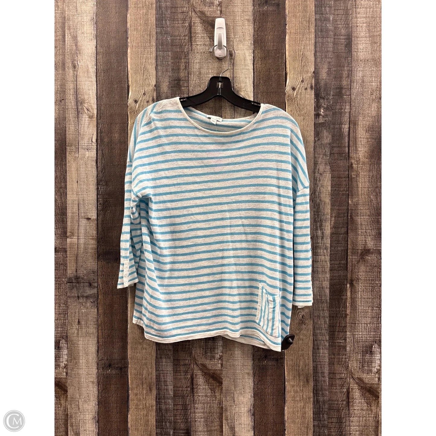 Top 3/4 Sleeve By J. Jill In Blue & White, Size: S
