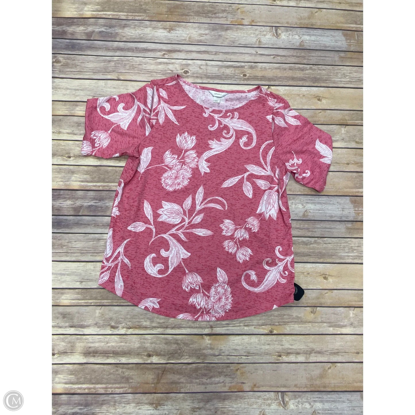 Top Short Sleeve By Cj Banks In Pink, Size: L