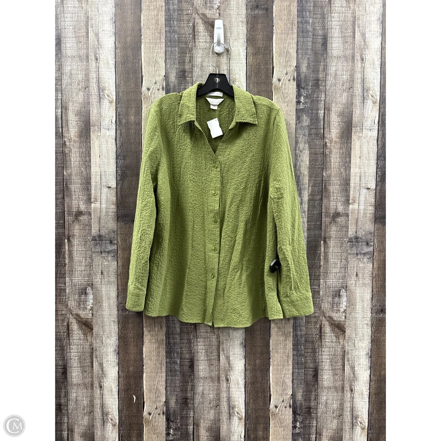 Top Long Sleeve By Cj Banks In Green, Size: 1x
