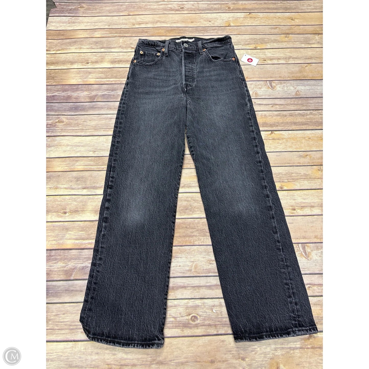 Jeans Straight By Levis In Black Denim, Size: 6