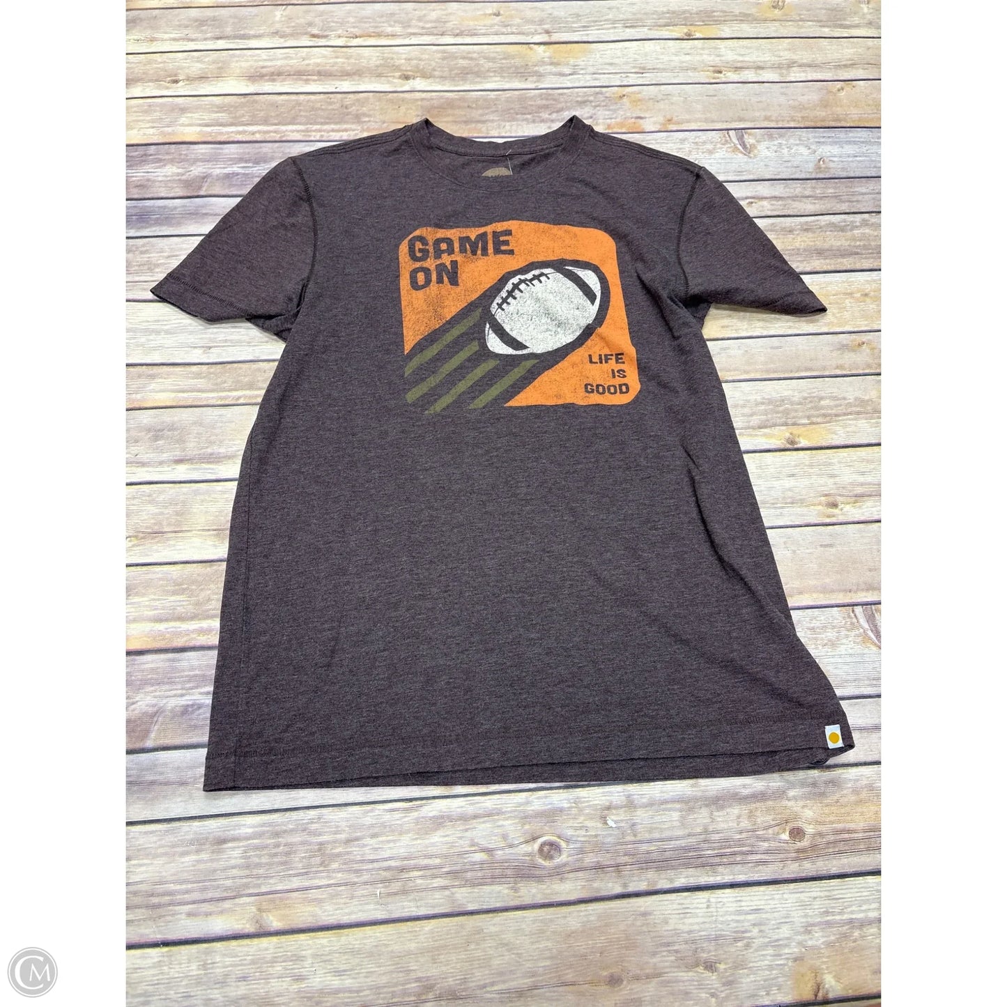 Top Short Sleeve By Life Is Good In Brown, Size: S