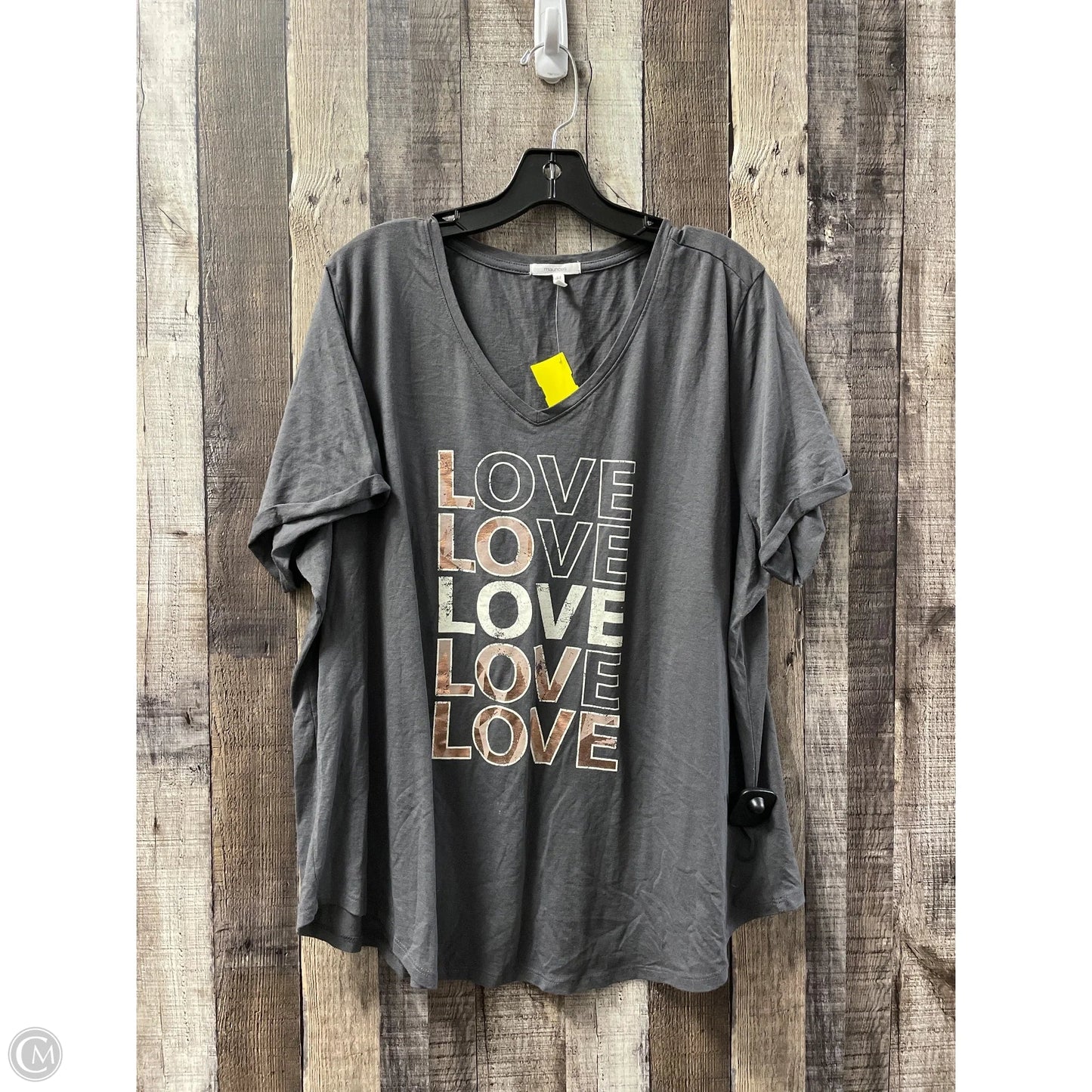 Top Short Sleeve By Maurices In Grey, Size: 1x