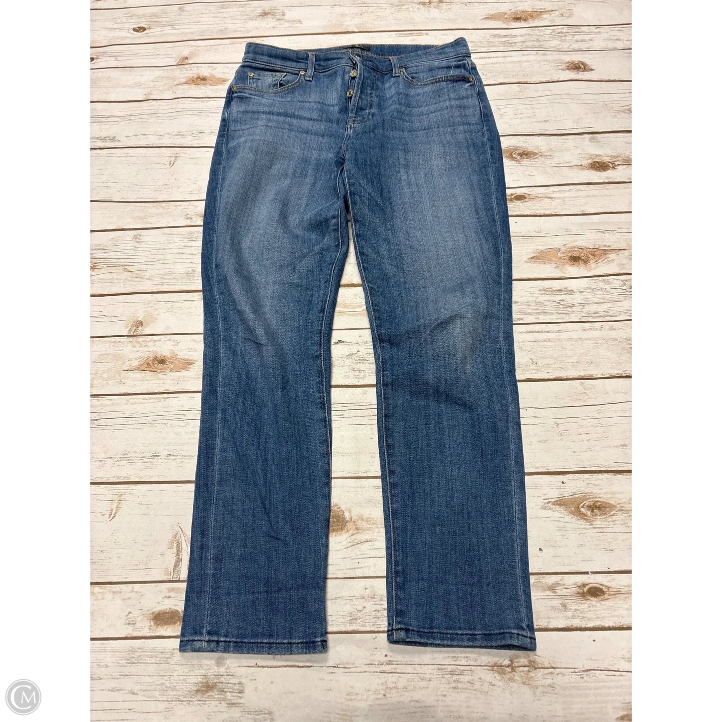 Jeans Straight By 7 For All Mankind In Blue Denim, Size: 8