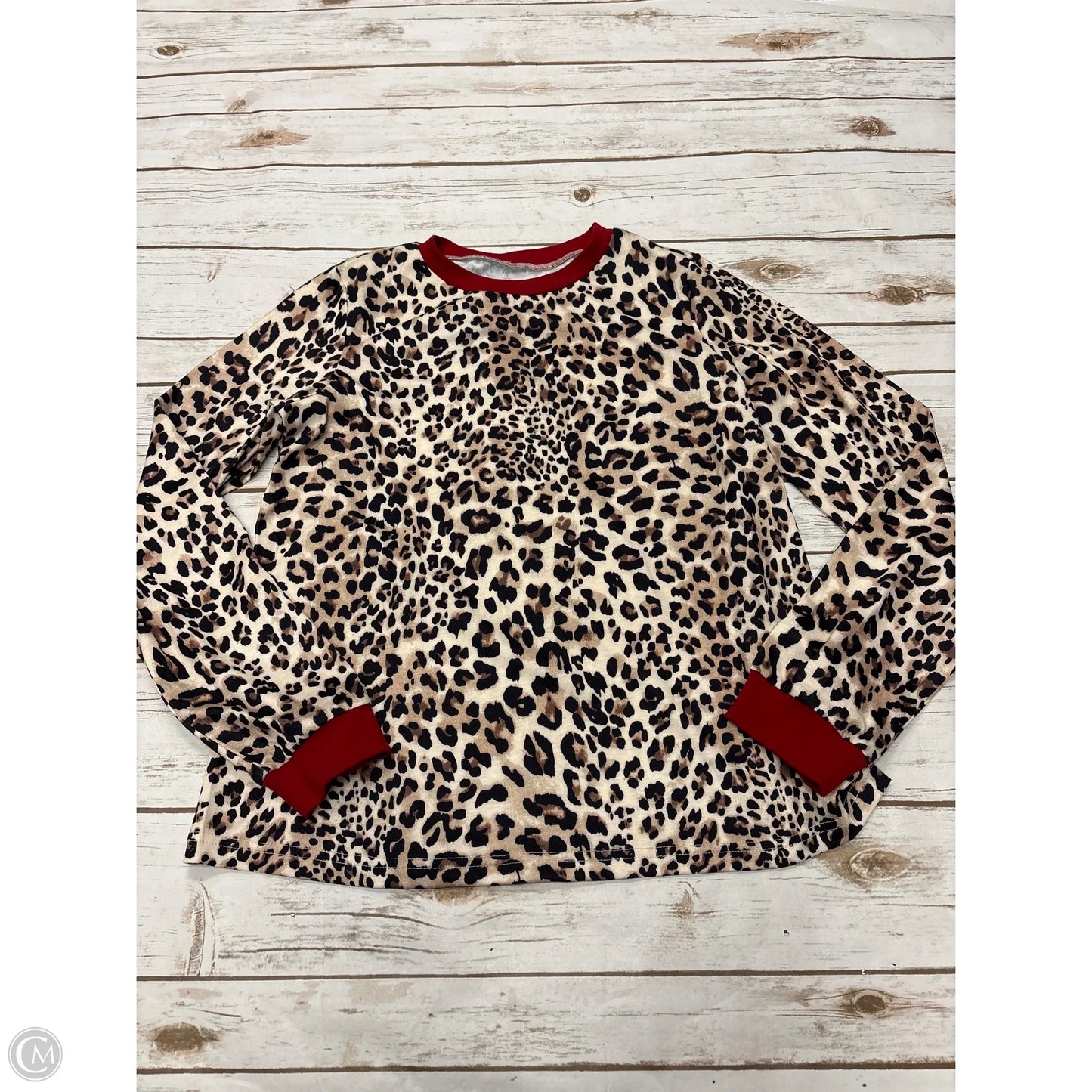Top Long Sleeve By Cme In Animal Print, Size: L