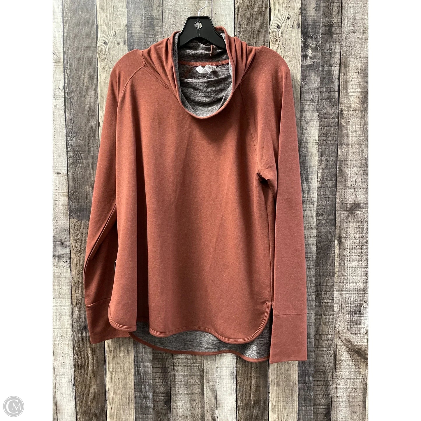 Athletic Top Long Sleeve Collar By Rbx In Brown, Size: Xxl