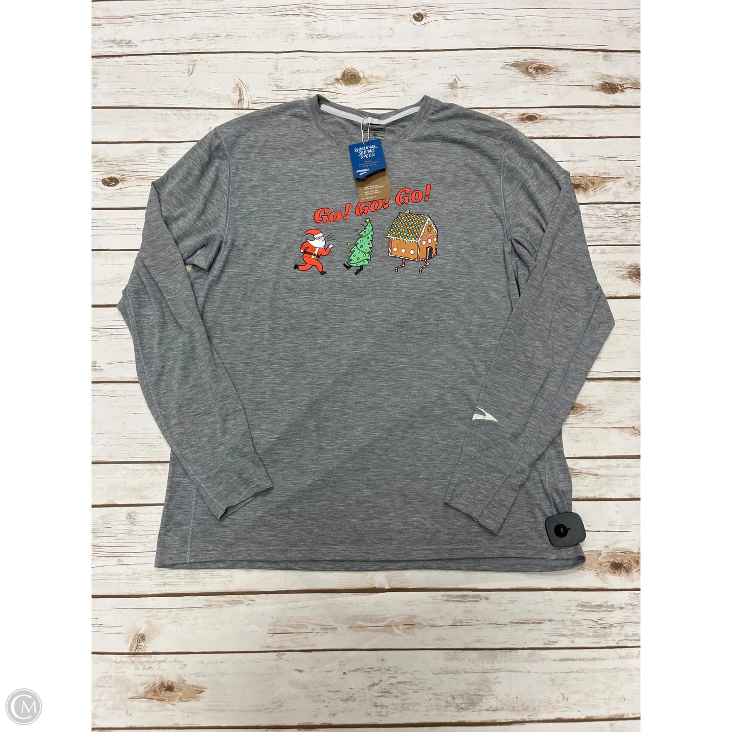 Athletic Top Long Sleeve Crewneck By Brooks In Grey, Size: Xl