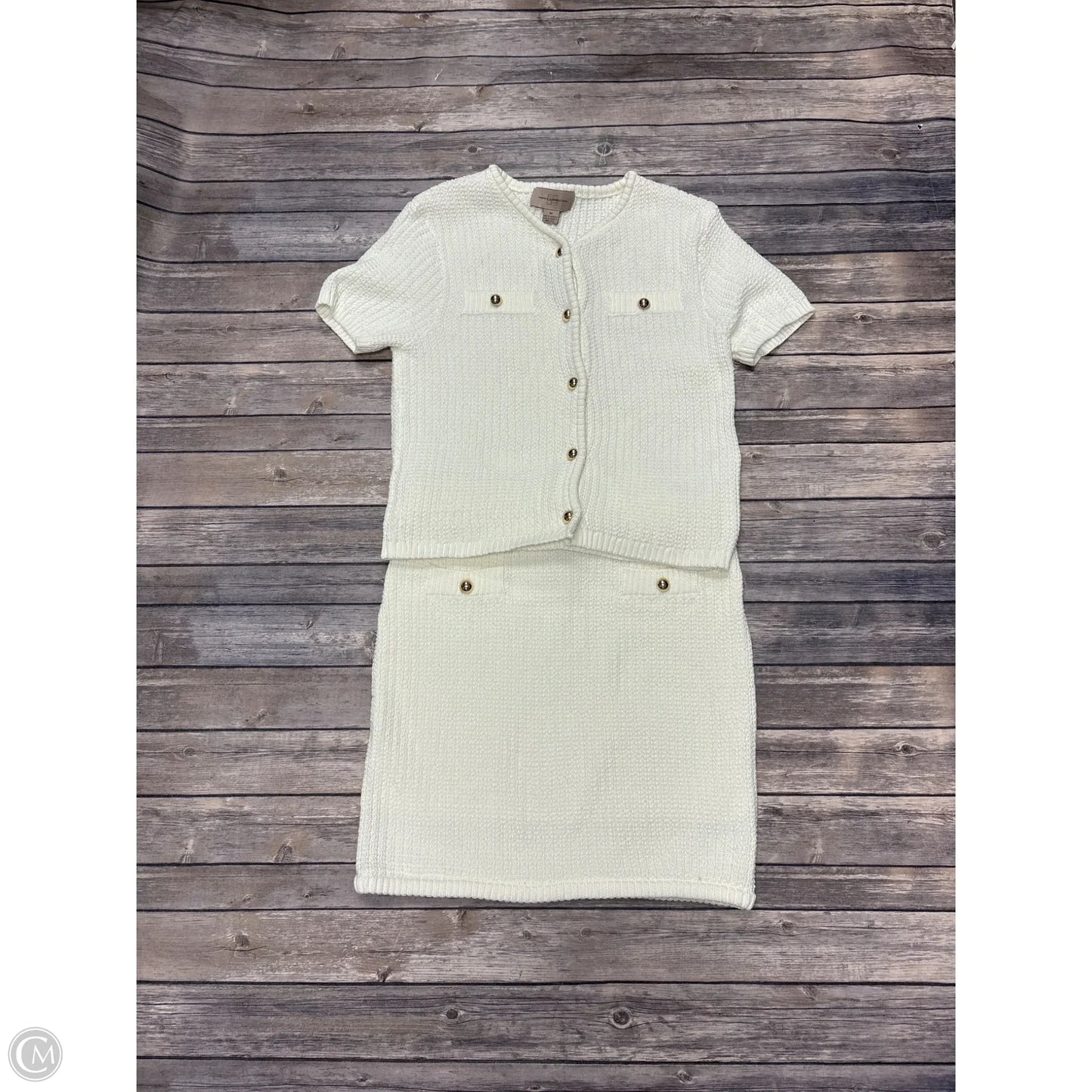 Skirt Set 2pc By French Connection In Gold & White, Size: M