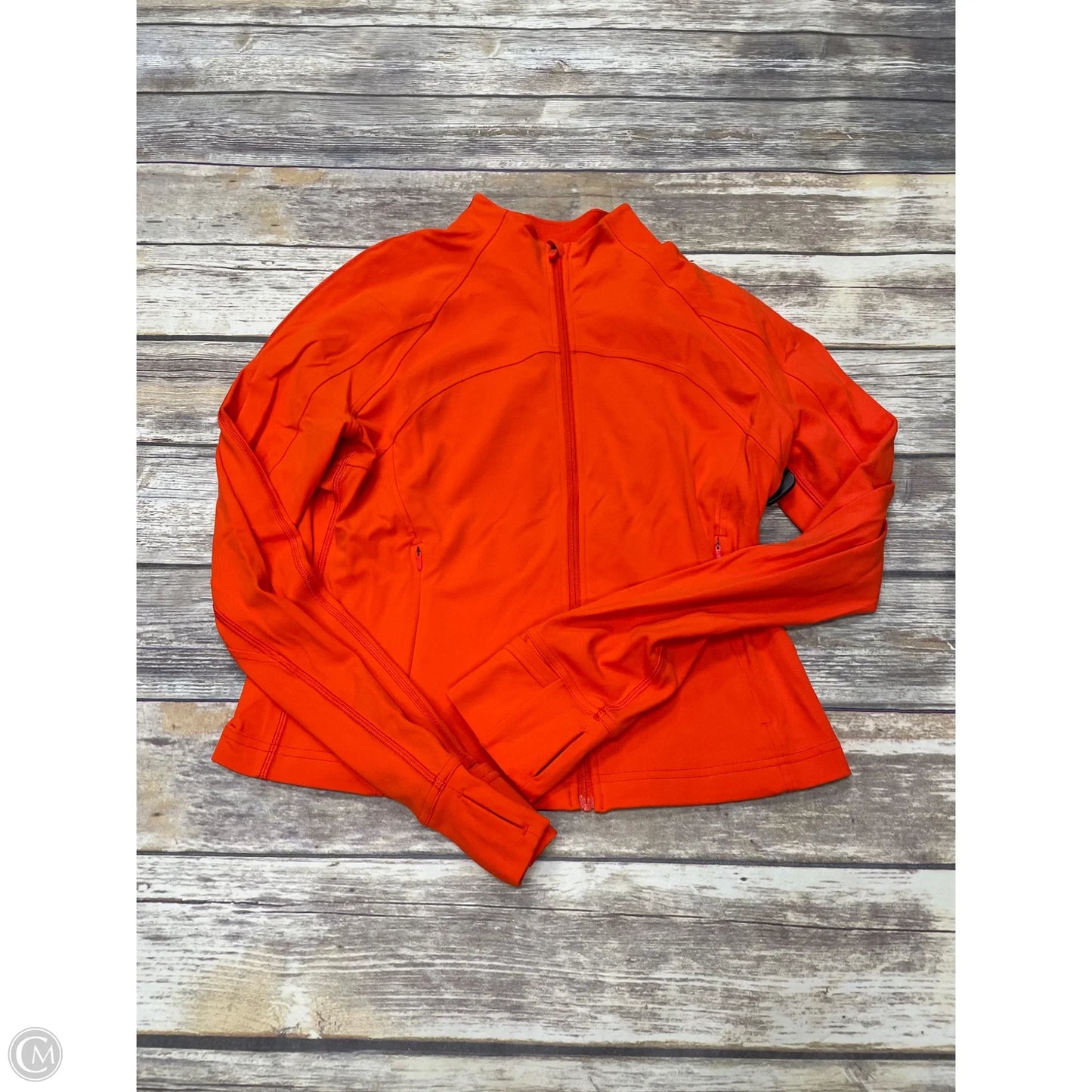 Athletic Top Long Sleeve Collar By Lululemon In Orange, Size: 12