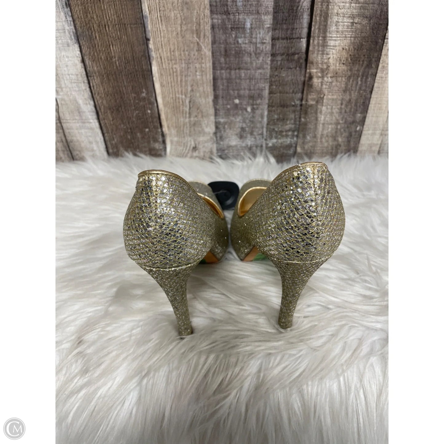 Shoes Heels Stiletto By Badgley Mischka In Gold, Size: 6.5