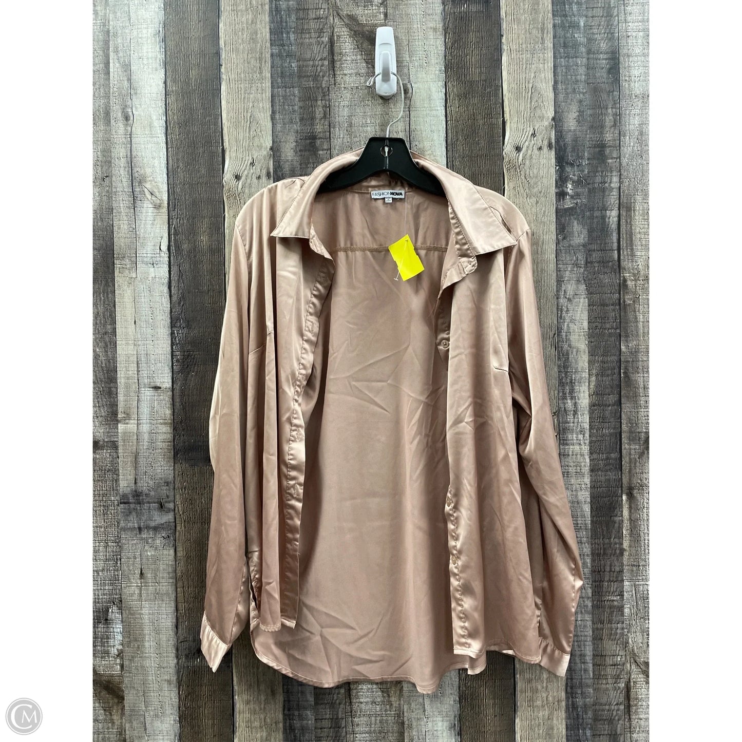 Blouse Long Sleeve By Fashion Nova In Gold, Size: L