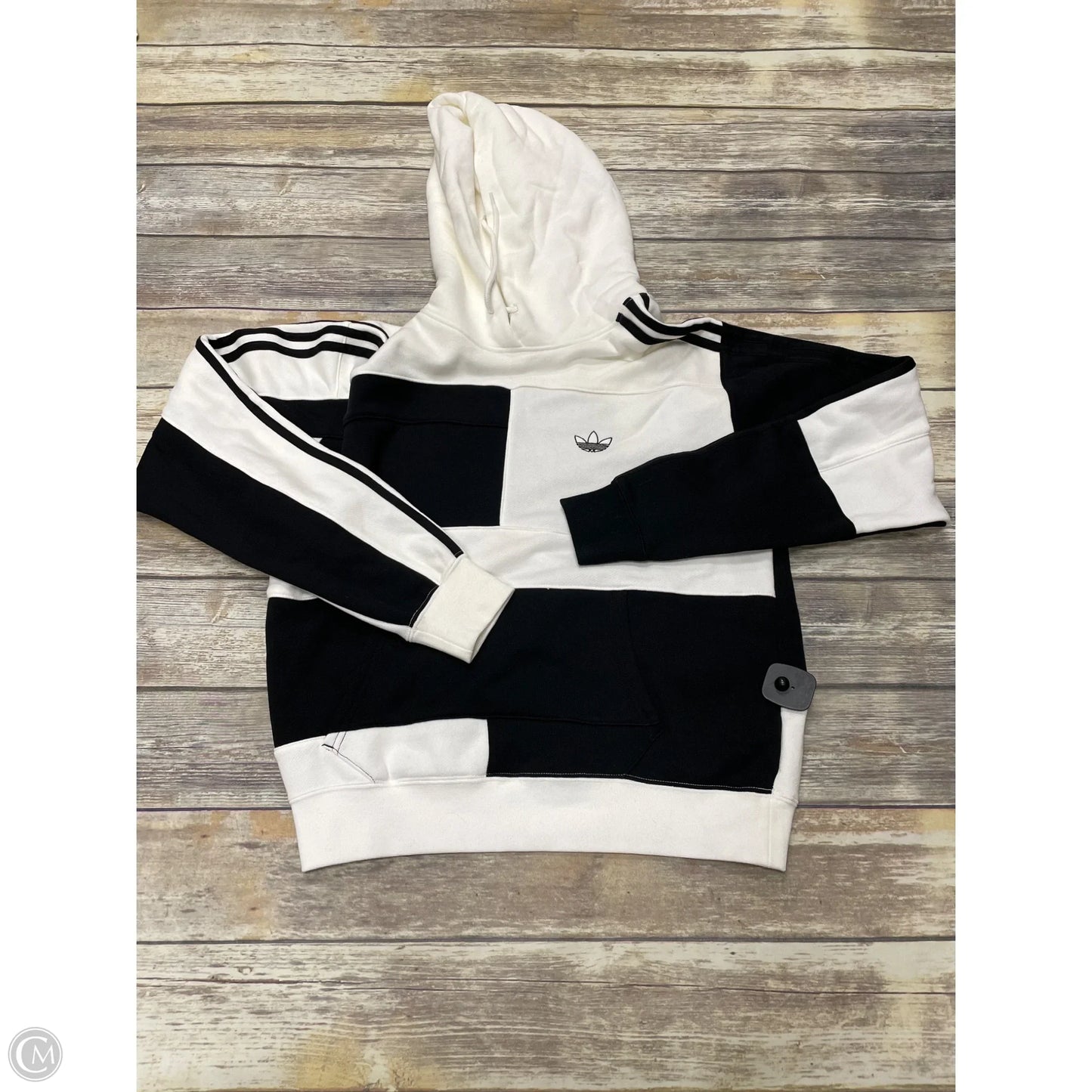 Sweatshirt Hoodie By Adidas In Black & White, Size: S
