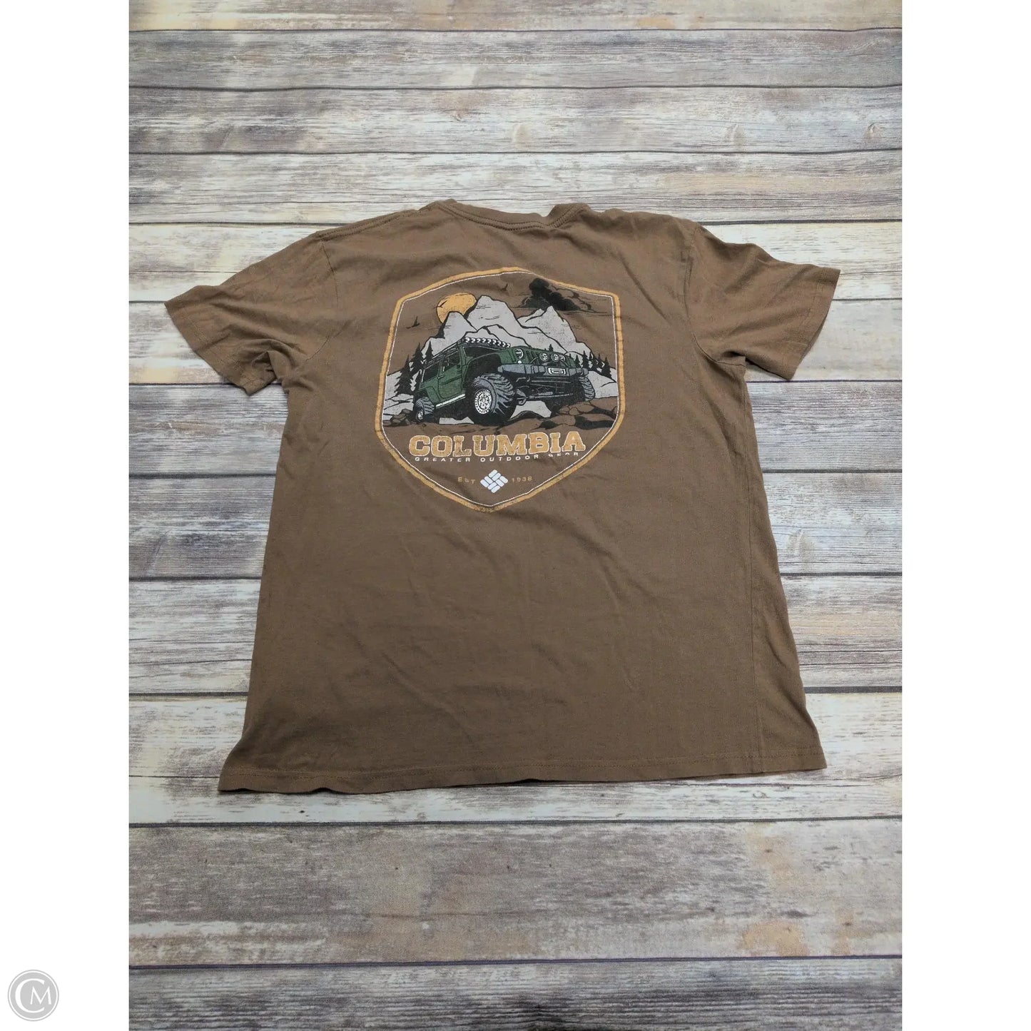 Top Short Sleeve By Columbia In Brown, Size: L