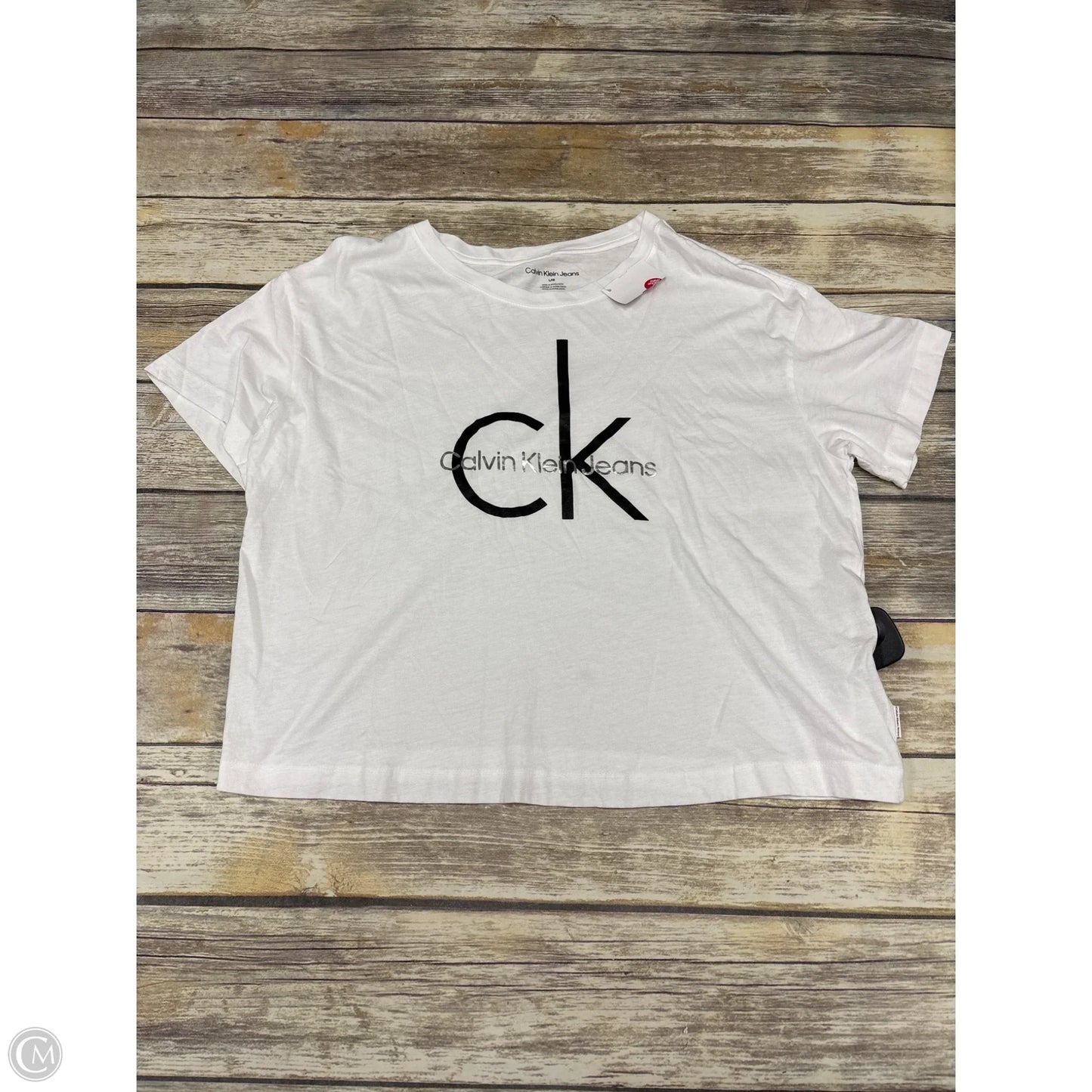 Top Short Sleeve By Calvin Klein In White, Size: L