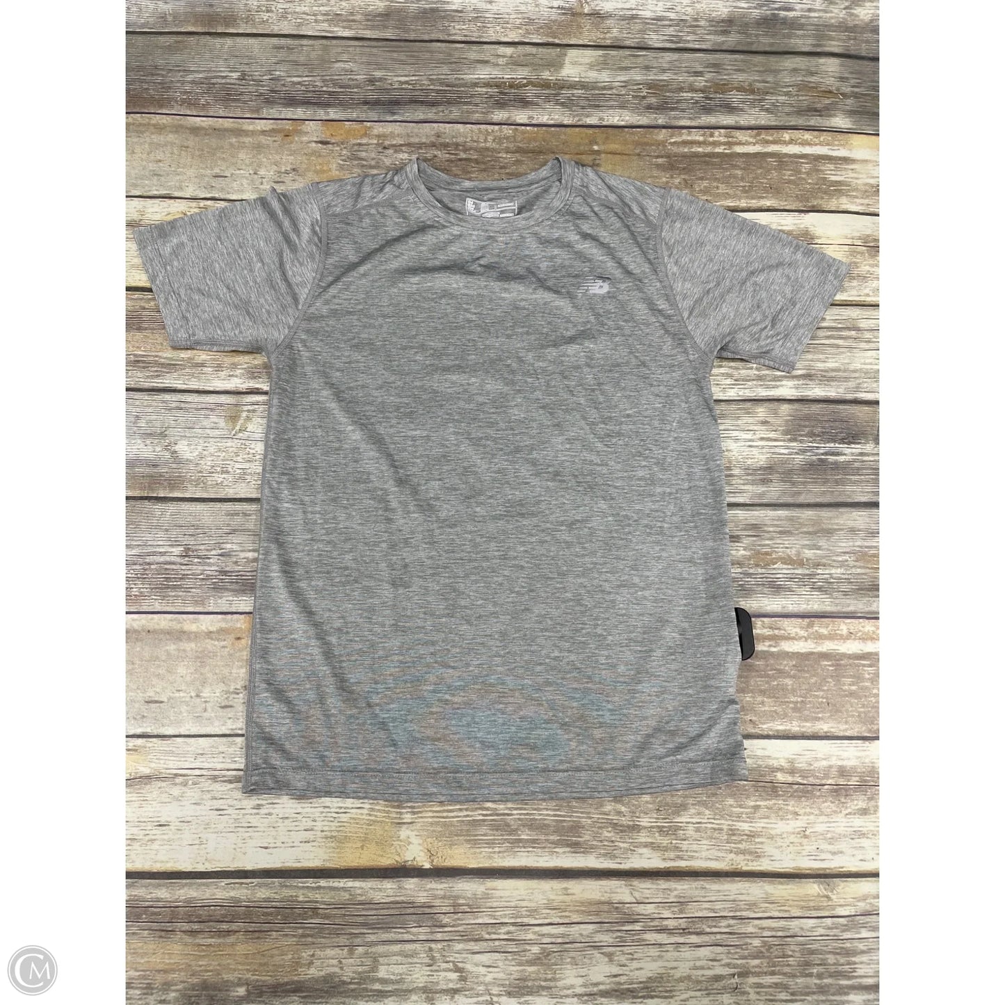 Athletic Top Short Sleeve By New Balance In Grey, Size: S