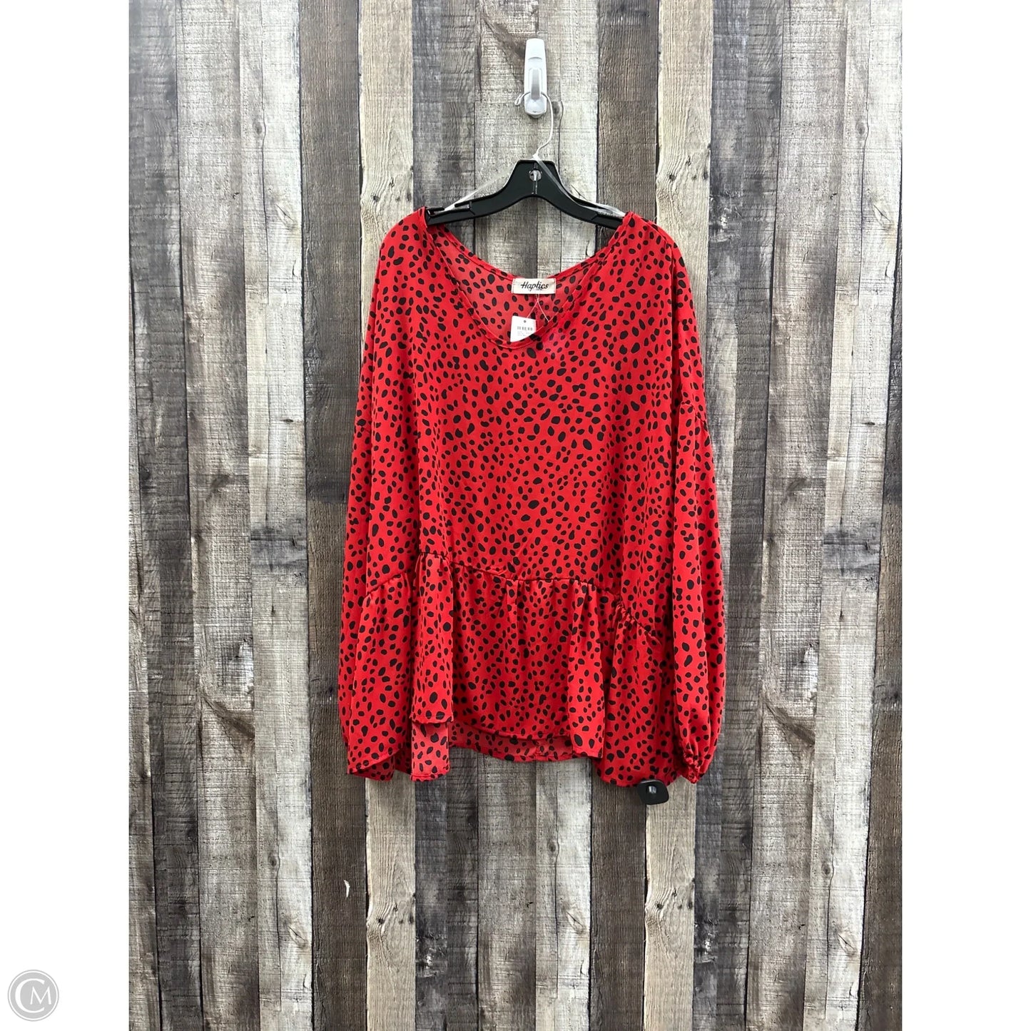 Top Long Sleeve By Haptics In Red, Size: 3x