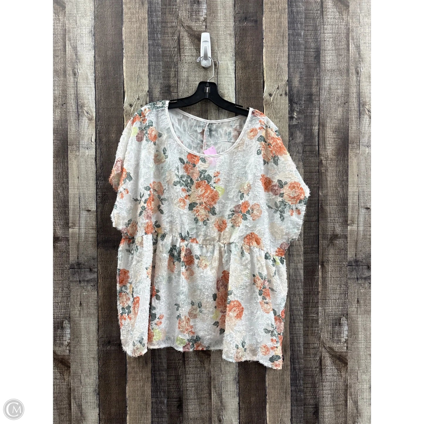 Top Short Sleeve By Shein In White, Size: 2x