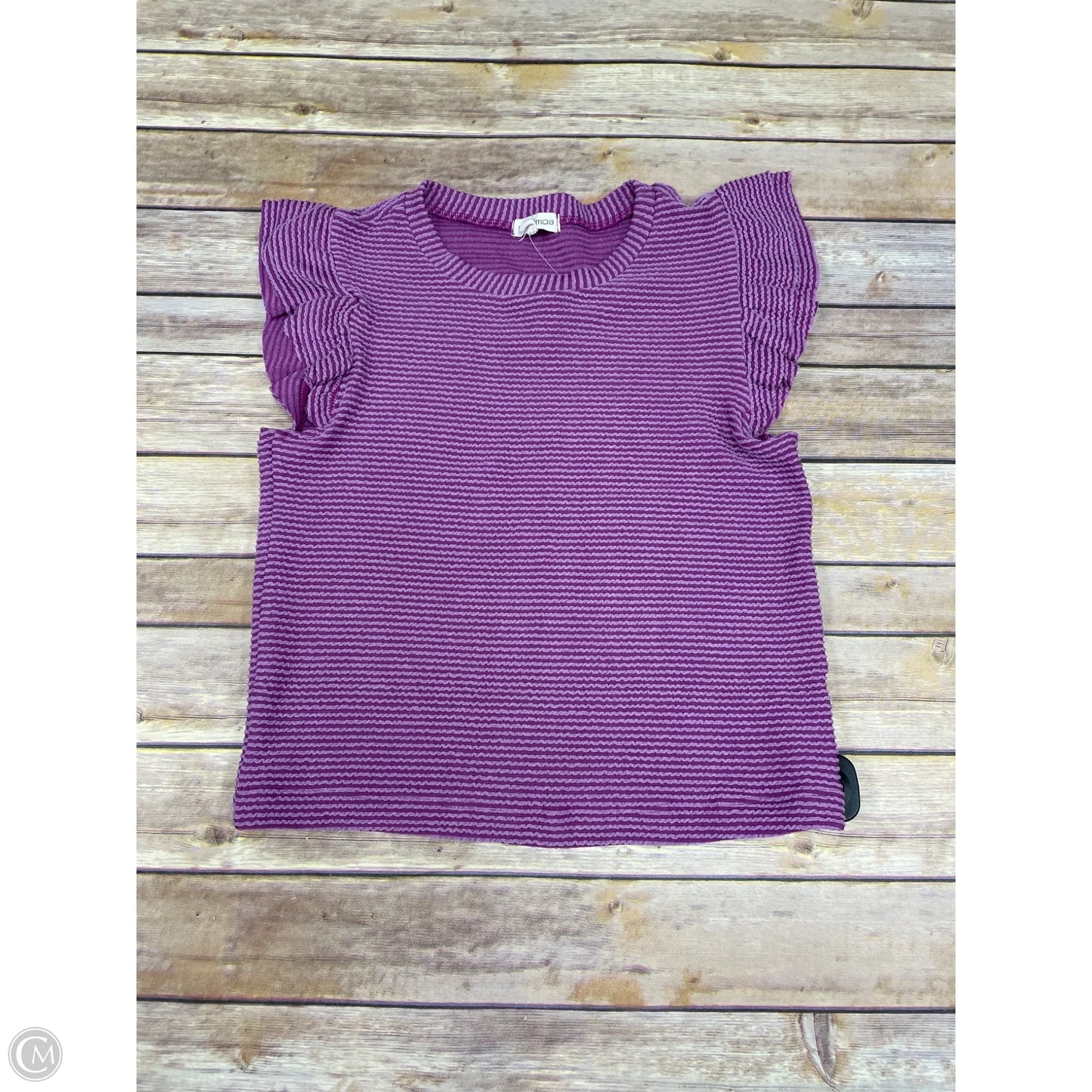 Top Short Sleeve By Moa Moa In Purple, Size: M