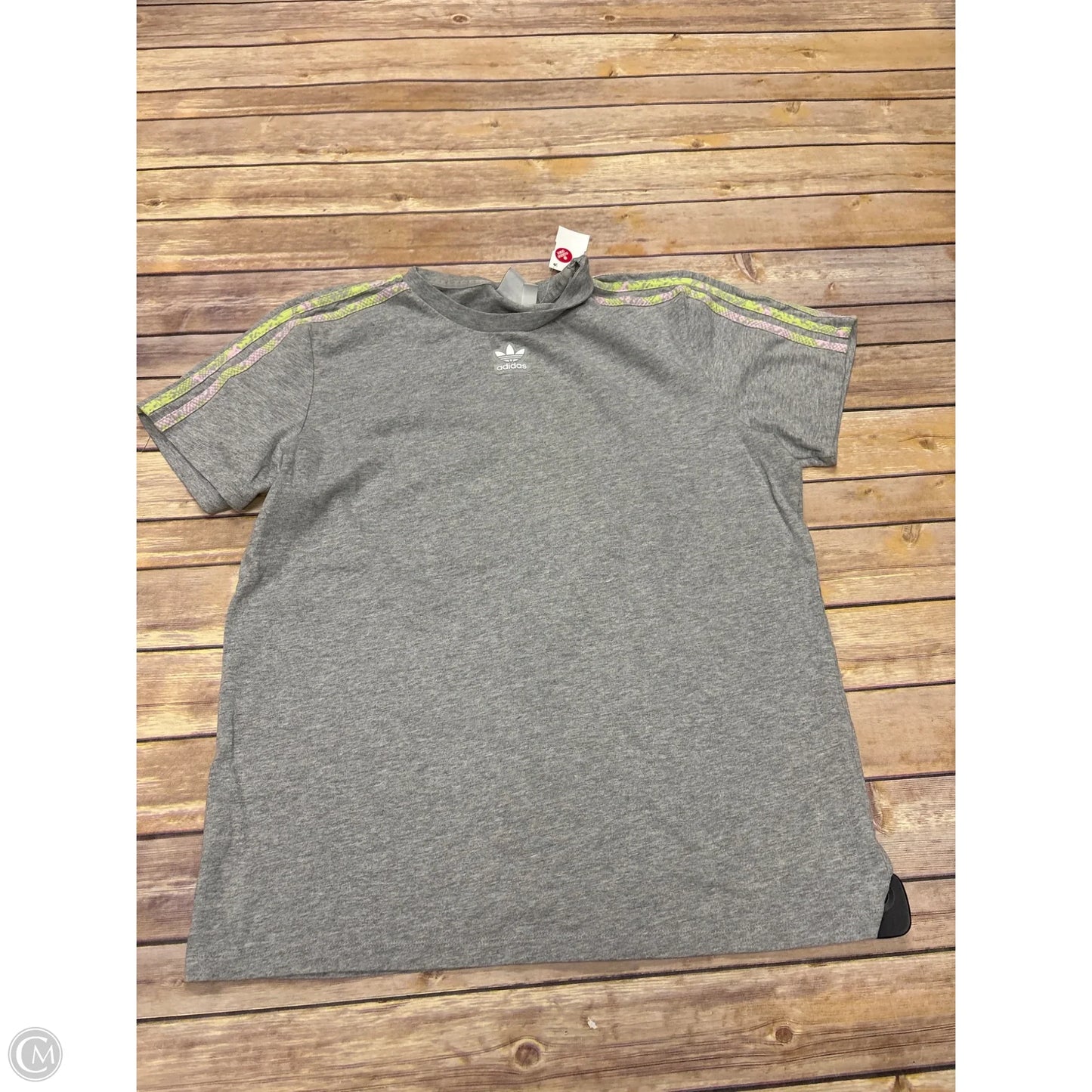 Athletic Top Short Sleeve By Adidas In Grey, Size: M