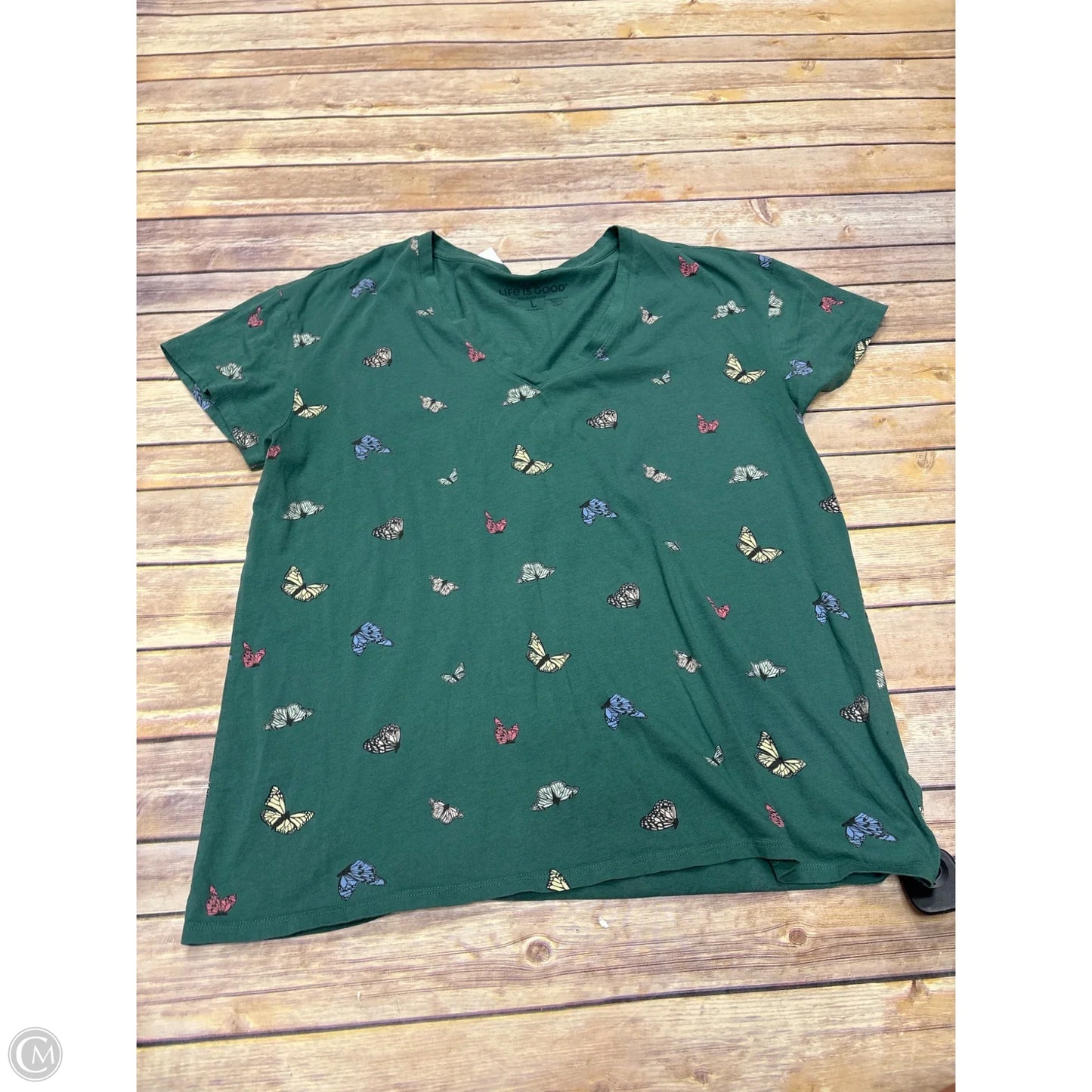 Top Short Sleeve By Life Is Good In Green, Size: L
