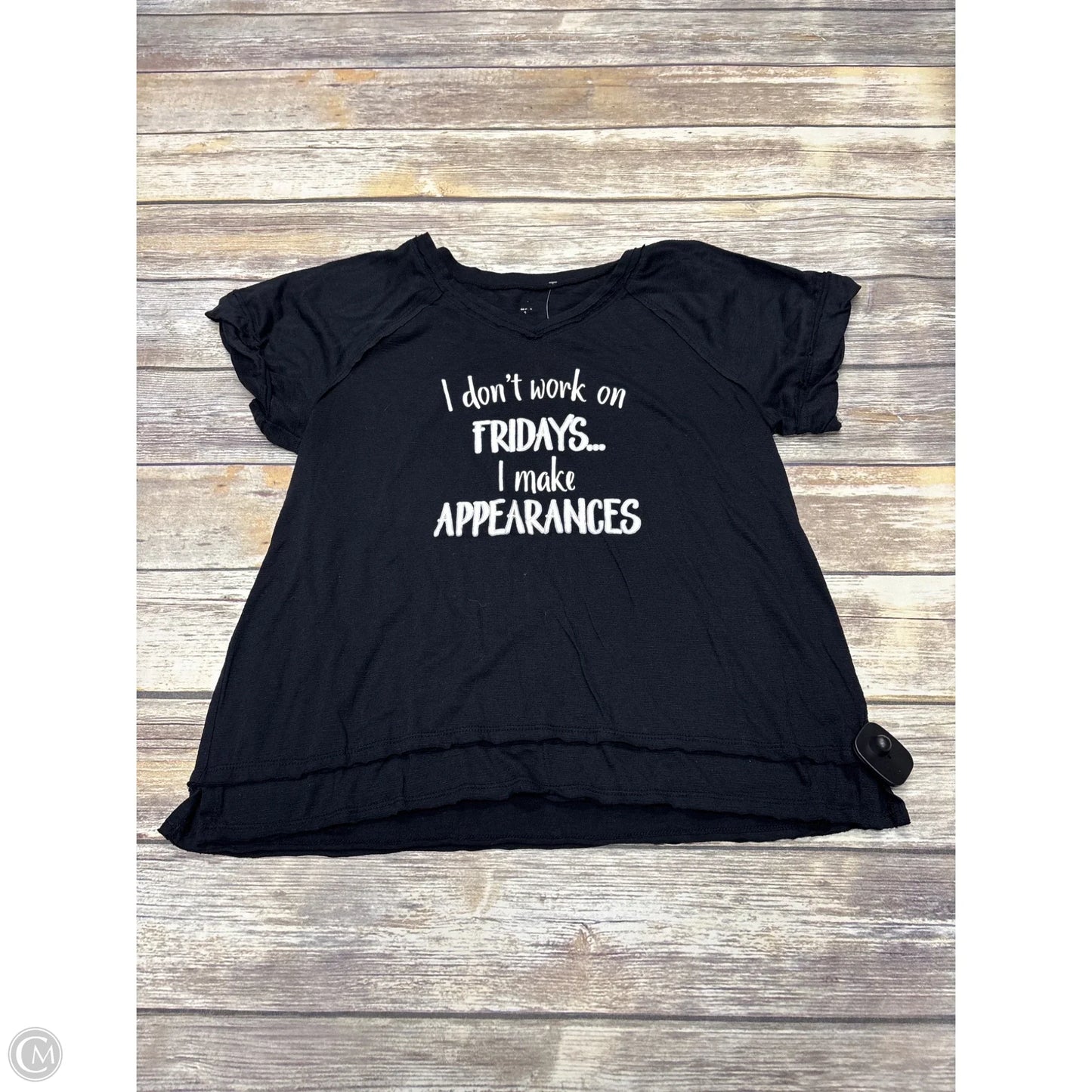 Top Short Sleeve By Cmf In Black, Size: L