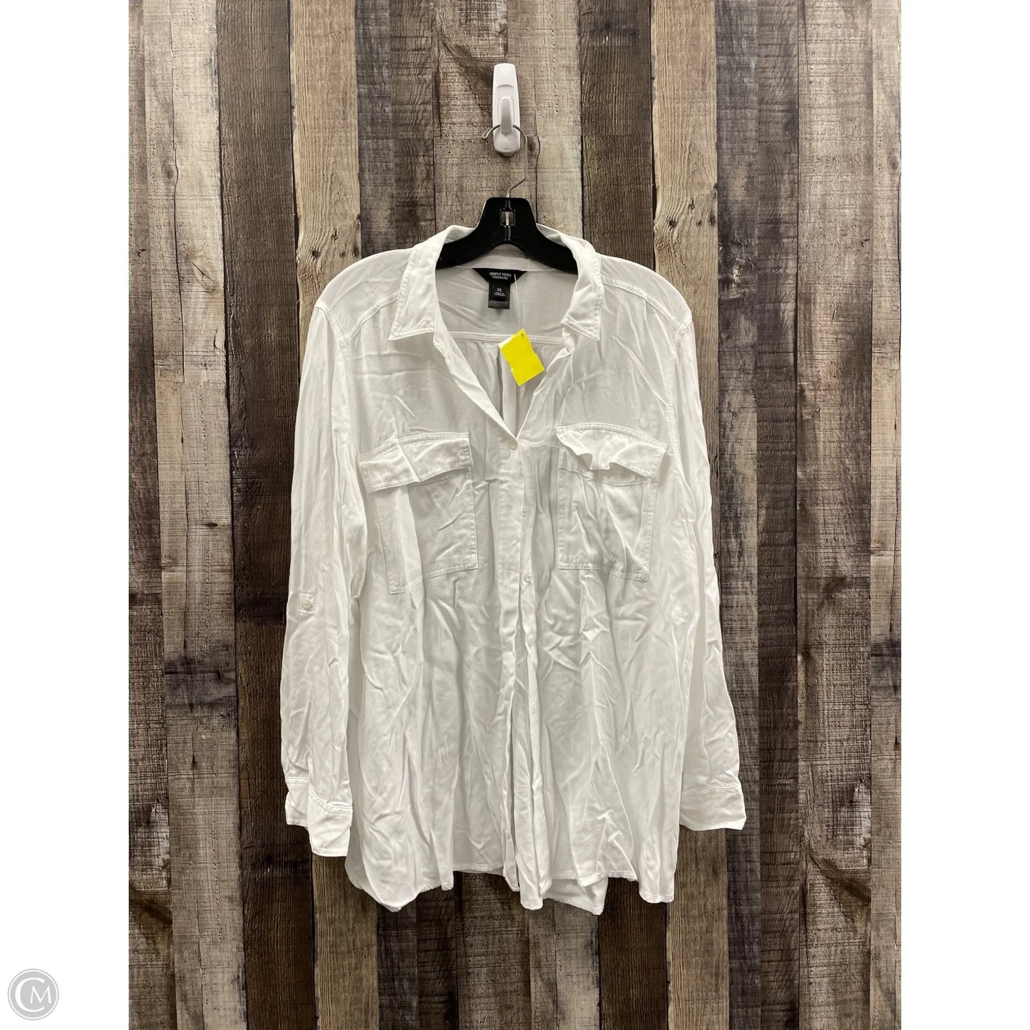 Top Long Sleeve By Simply Vera In White, Size: Xl