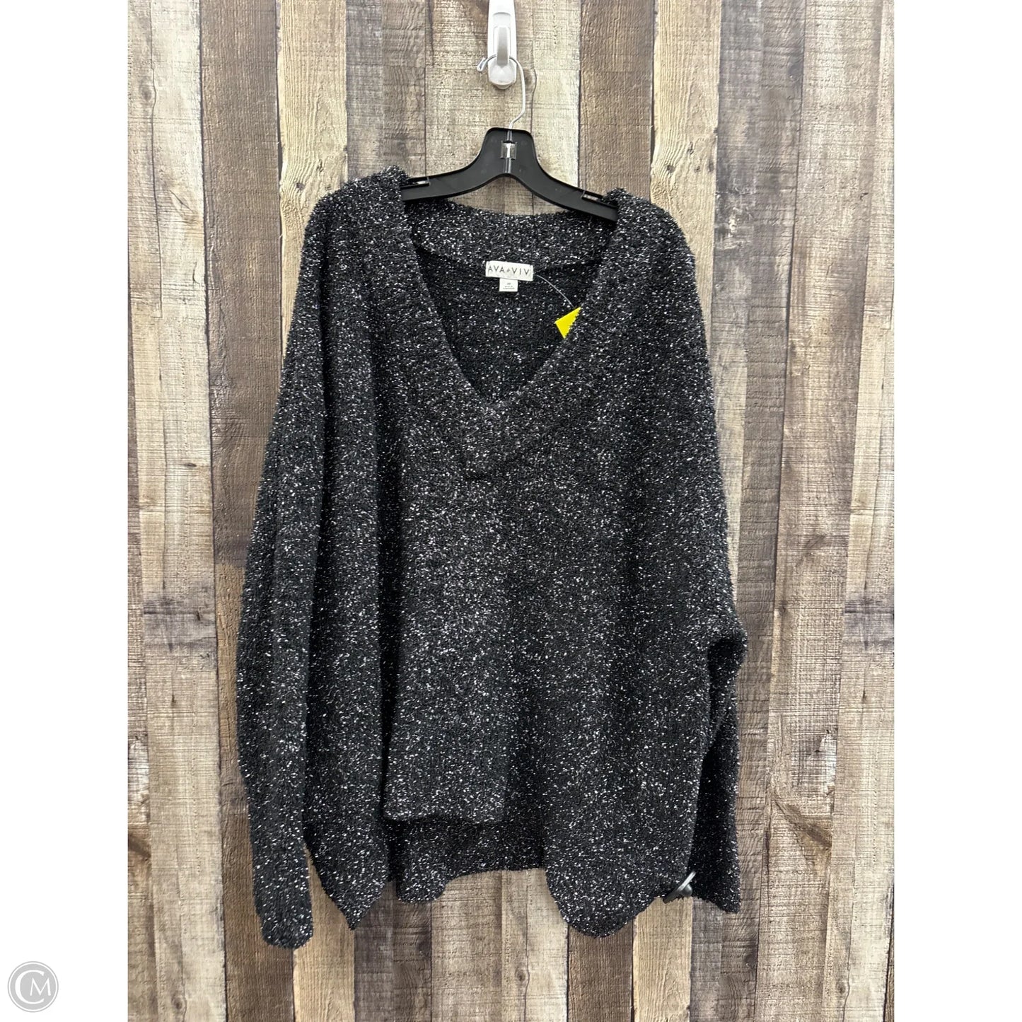 Sweater By Ava & Viv In Black & Silver, Size: 2x