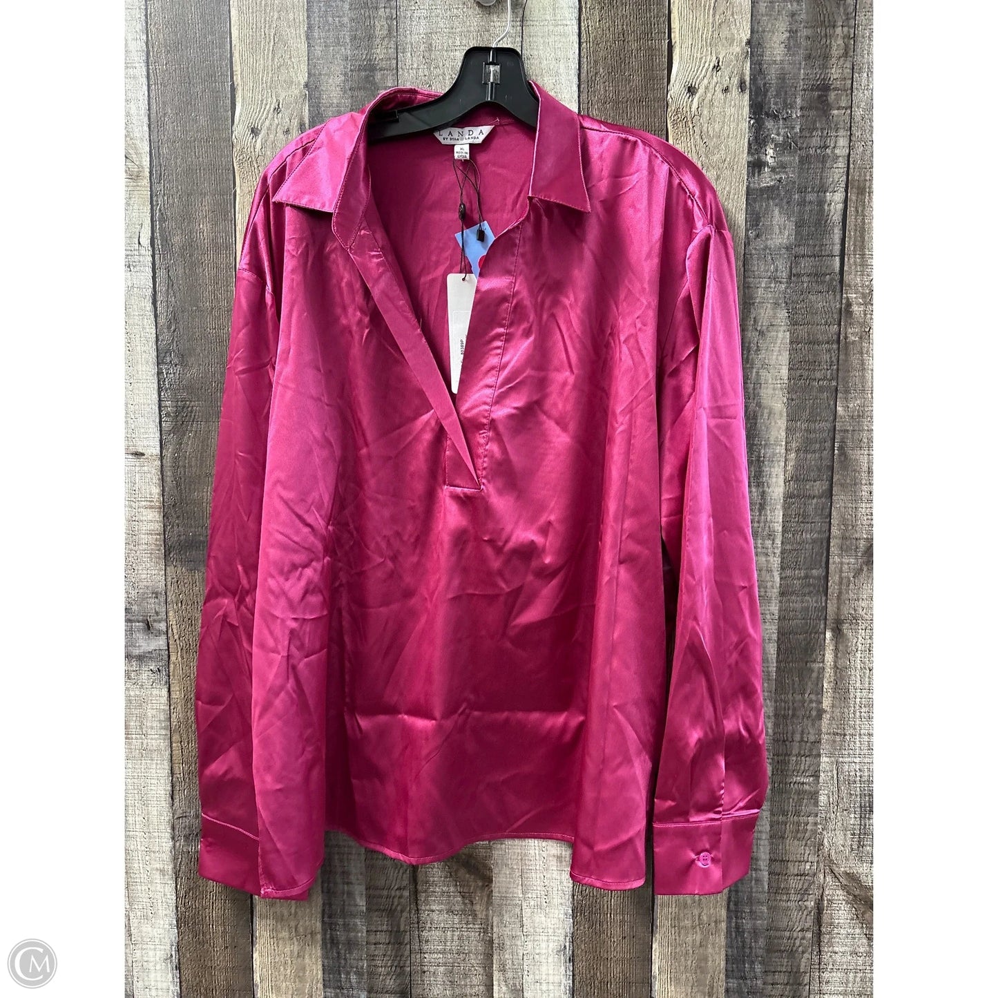 Top Long Sleeve By Cme In Pink, Size: Xl