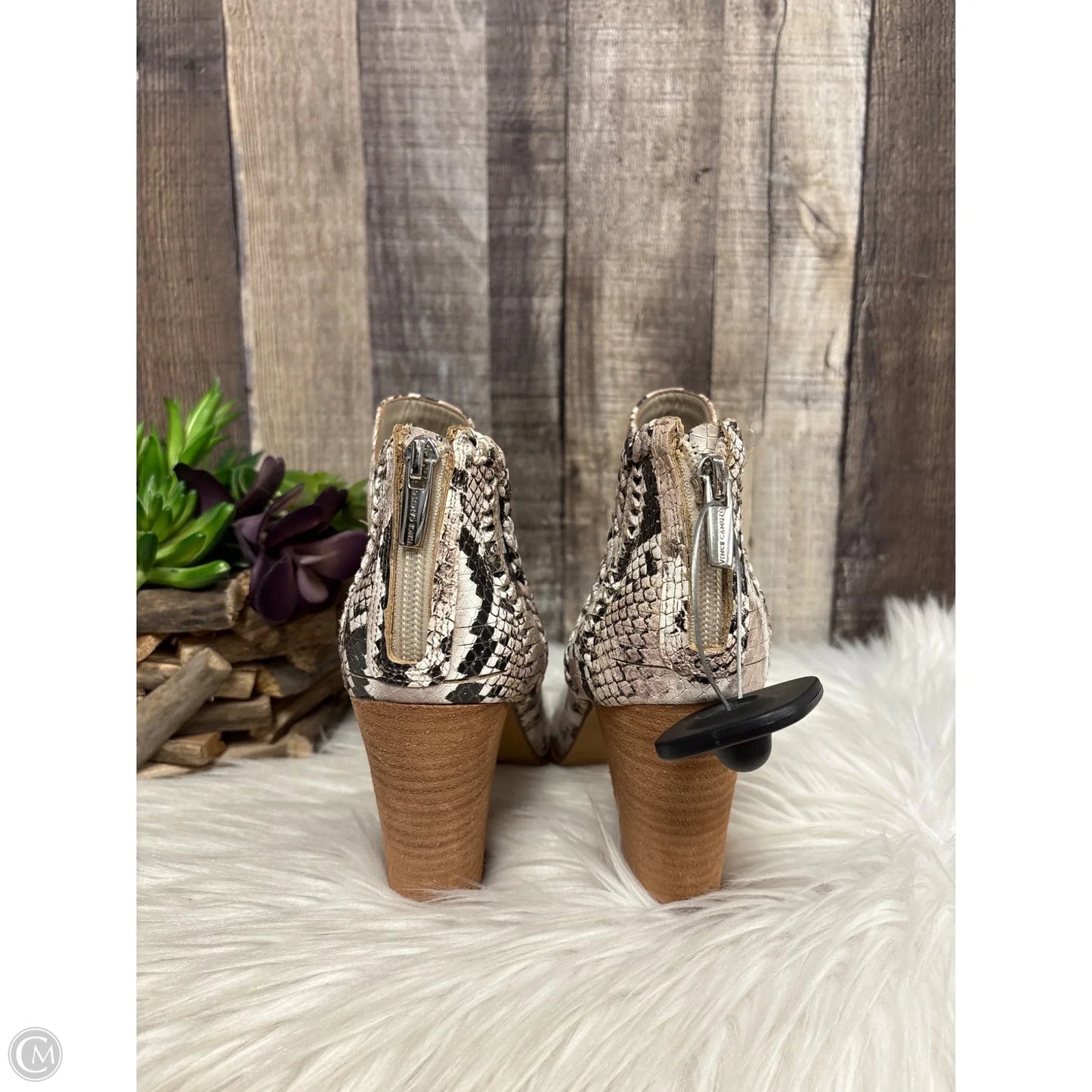 Boots Ankle Heels By Vince Camuto In Snakeskin Print, Size: 8