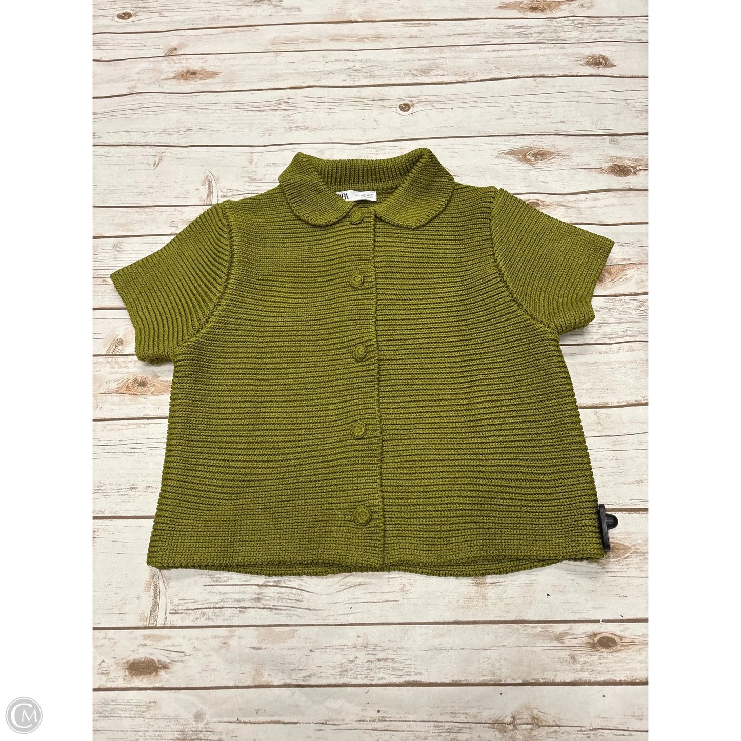Sweater Short Sleeve By Zara In Green, Size: L