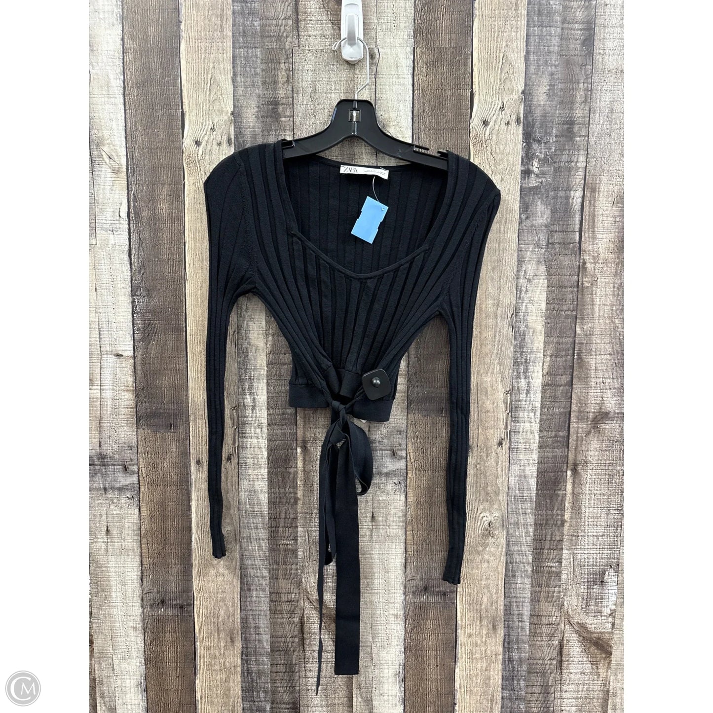 Top Long Sleeve By Zara In Black, Size: S