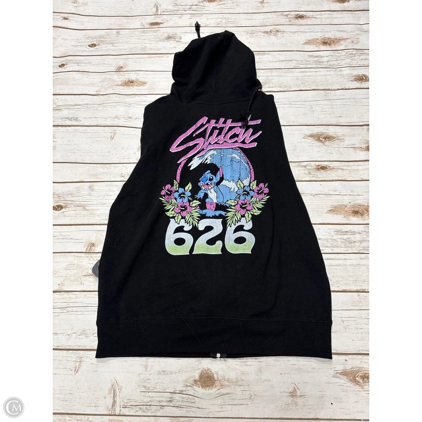 Sweatshirt Hoodie By Disney In Black, Size: L