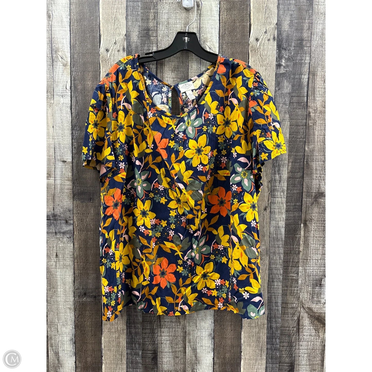 Top Short Sleeve By St Johns Bay In Floral Print, Size: 3x