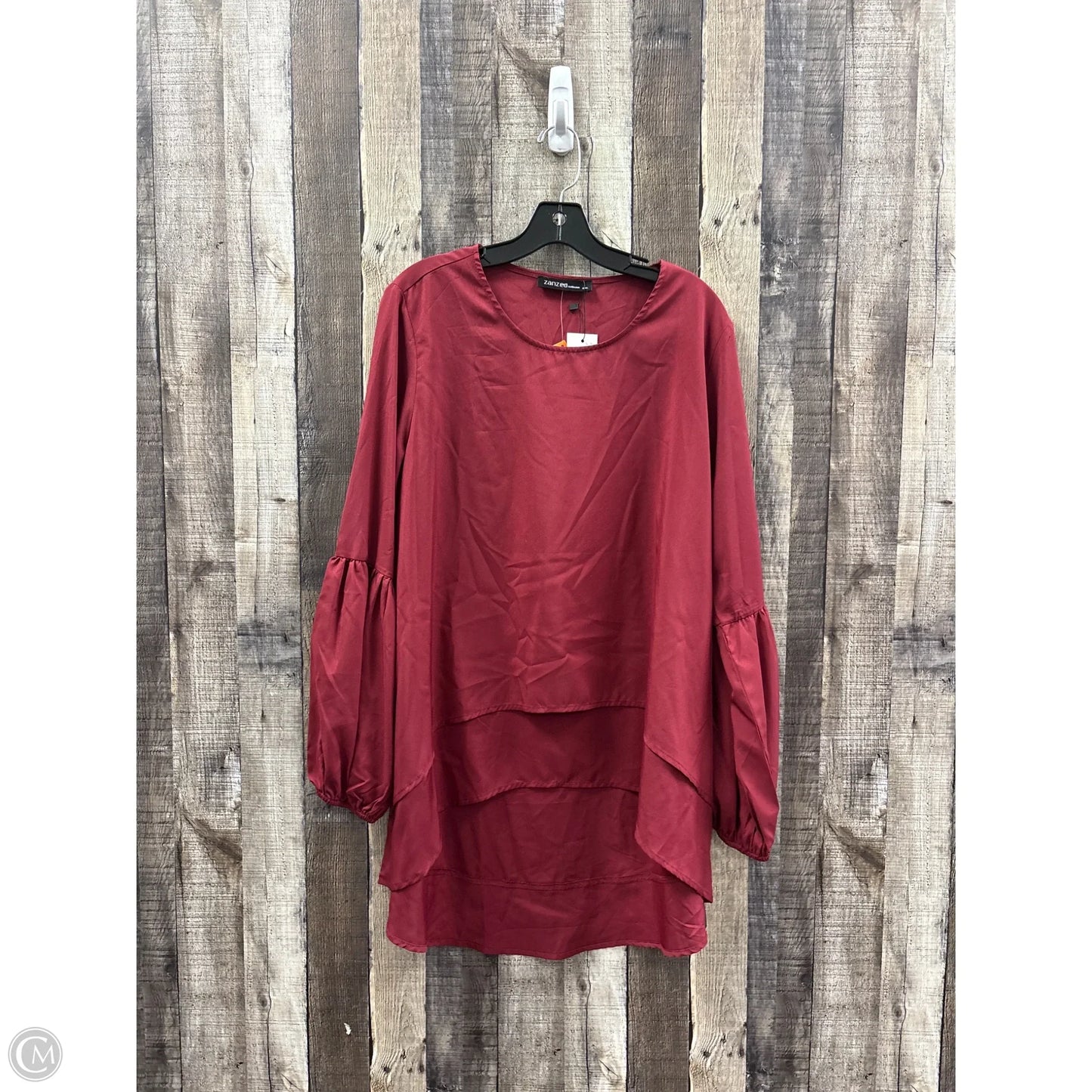 Top Long Sleeve By Zanzea In Maroon, Size: Xxl
