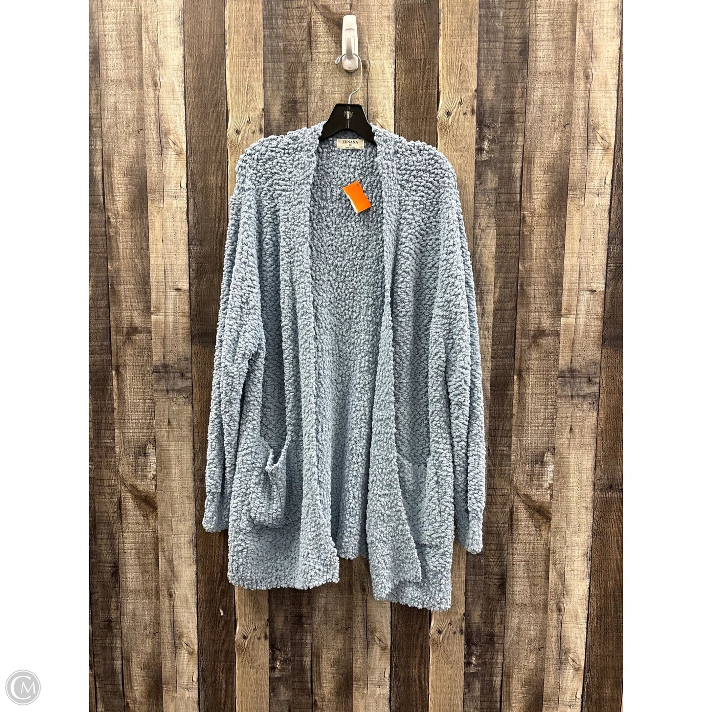 Sweater Cardigan By Zenana In Blue, Size: 2x