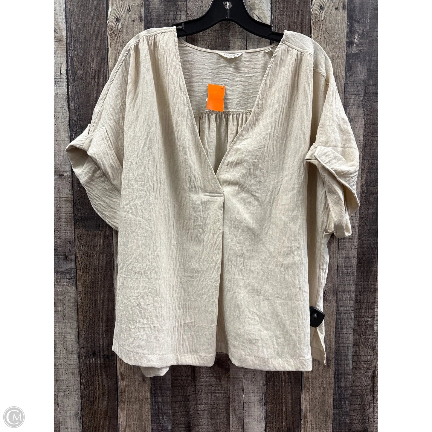 Top Short Sleeve By Max Studio In Beige, Size: 2x
