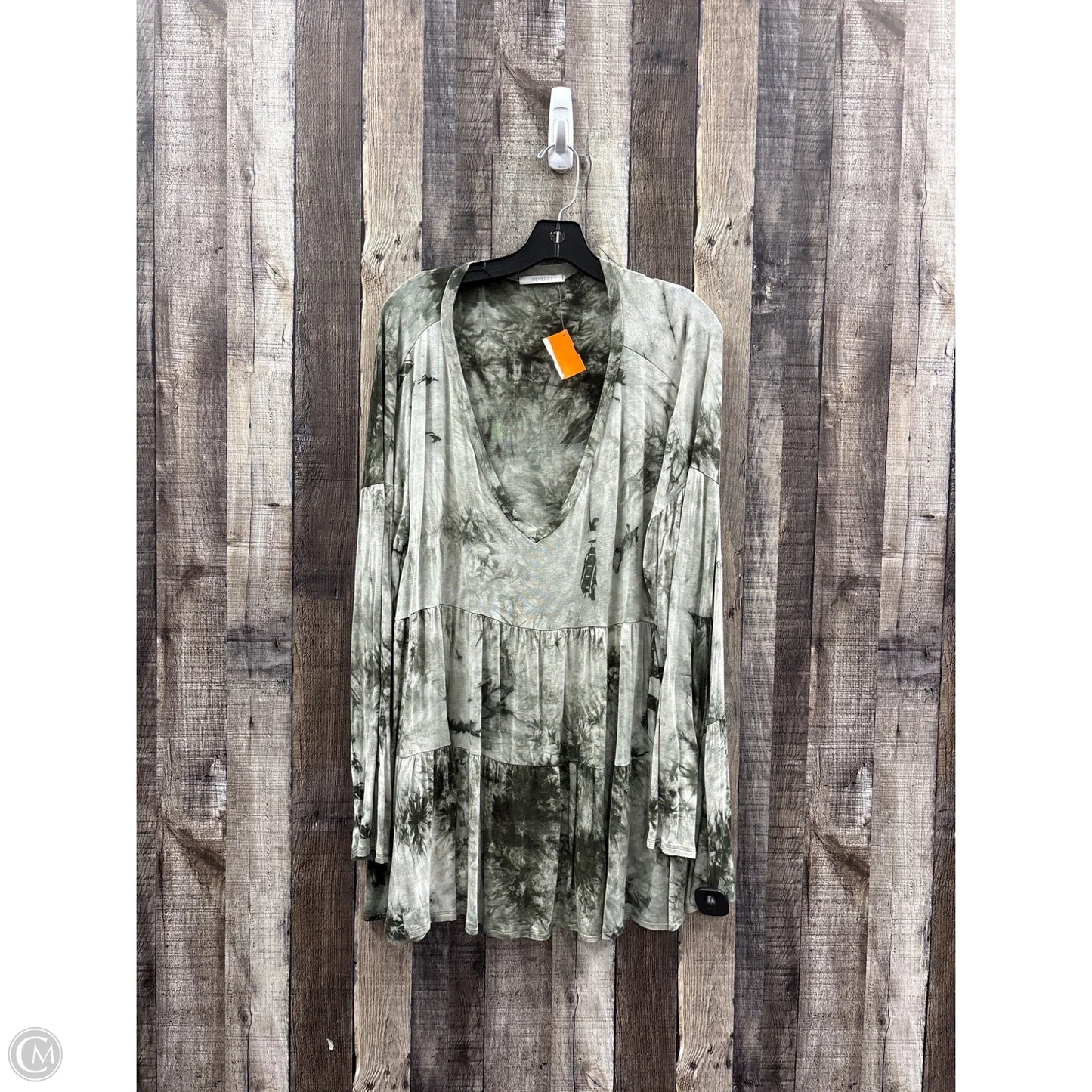 Top Long Sleeve By Veveret In Tie Dye Print, Size: 2x