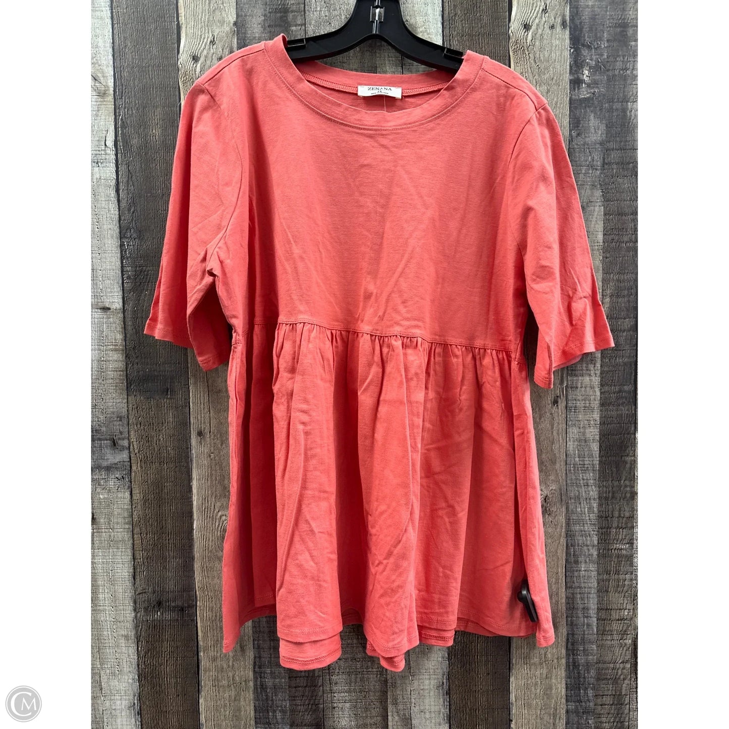 Top Short Sleeve By Zenana In Coral, Size: 1x