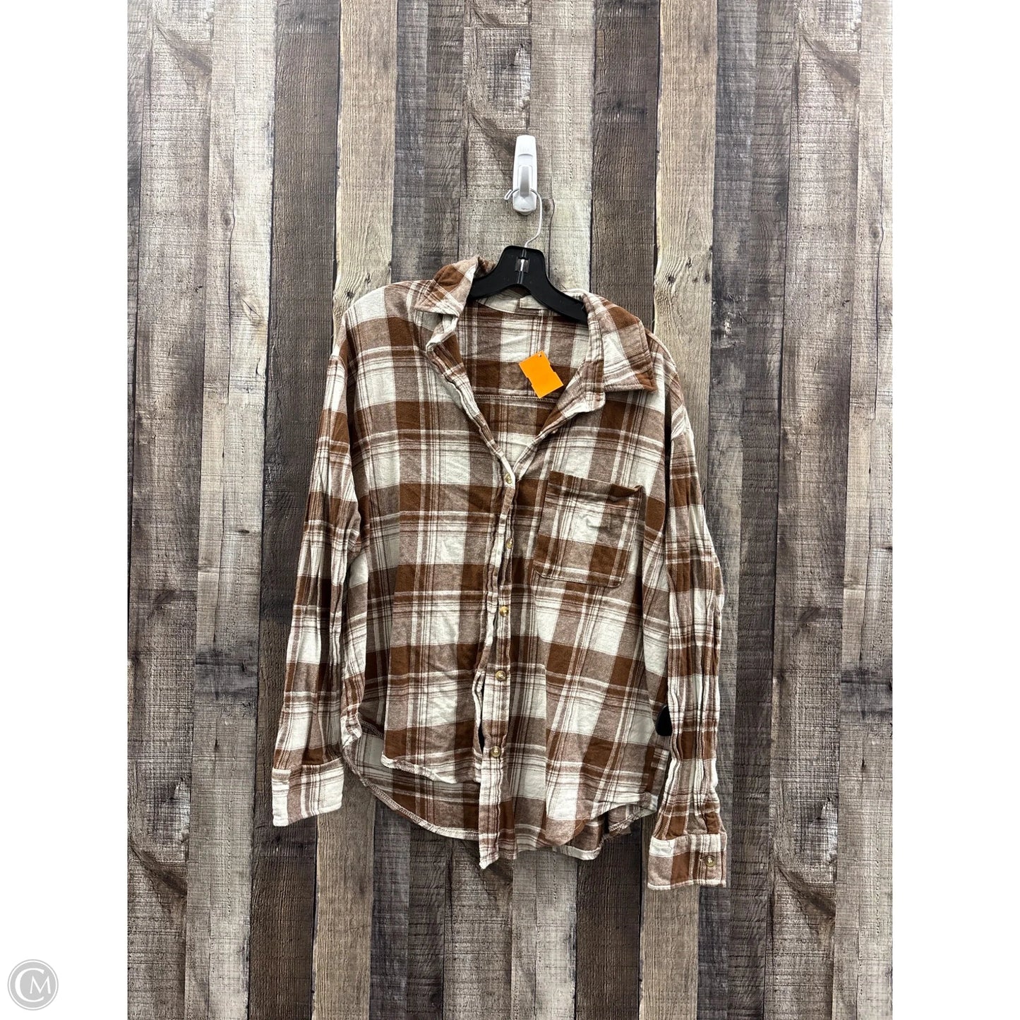 Top Long Sleeve By Altard State In Brown & Cream, Size: L