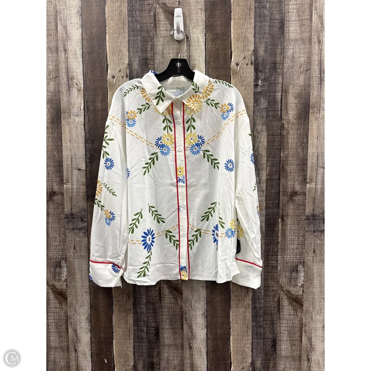 Top Long Sleeve By Cmf In Floral Print, Size: 1x