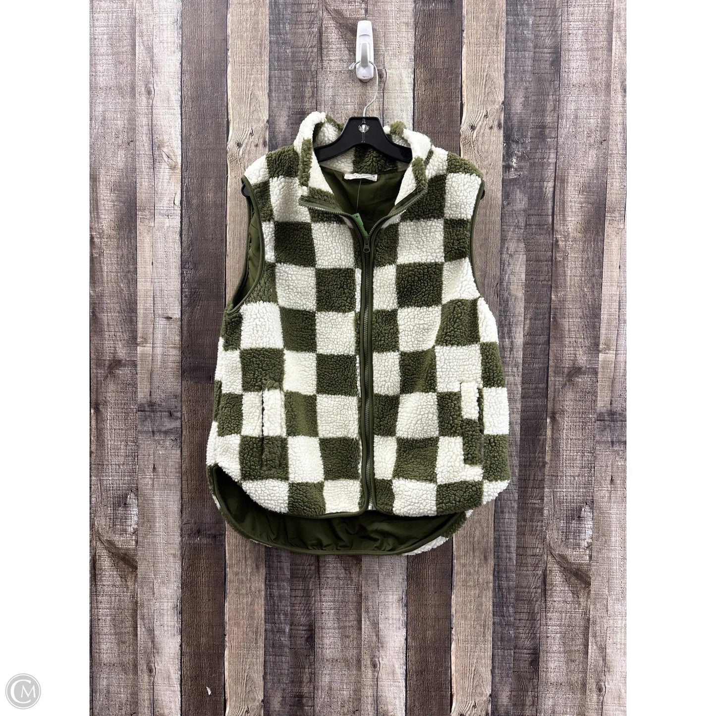 Vest Fleece By Talulah In Green & White, Size: M