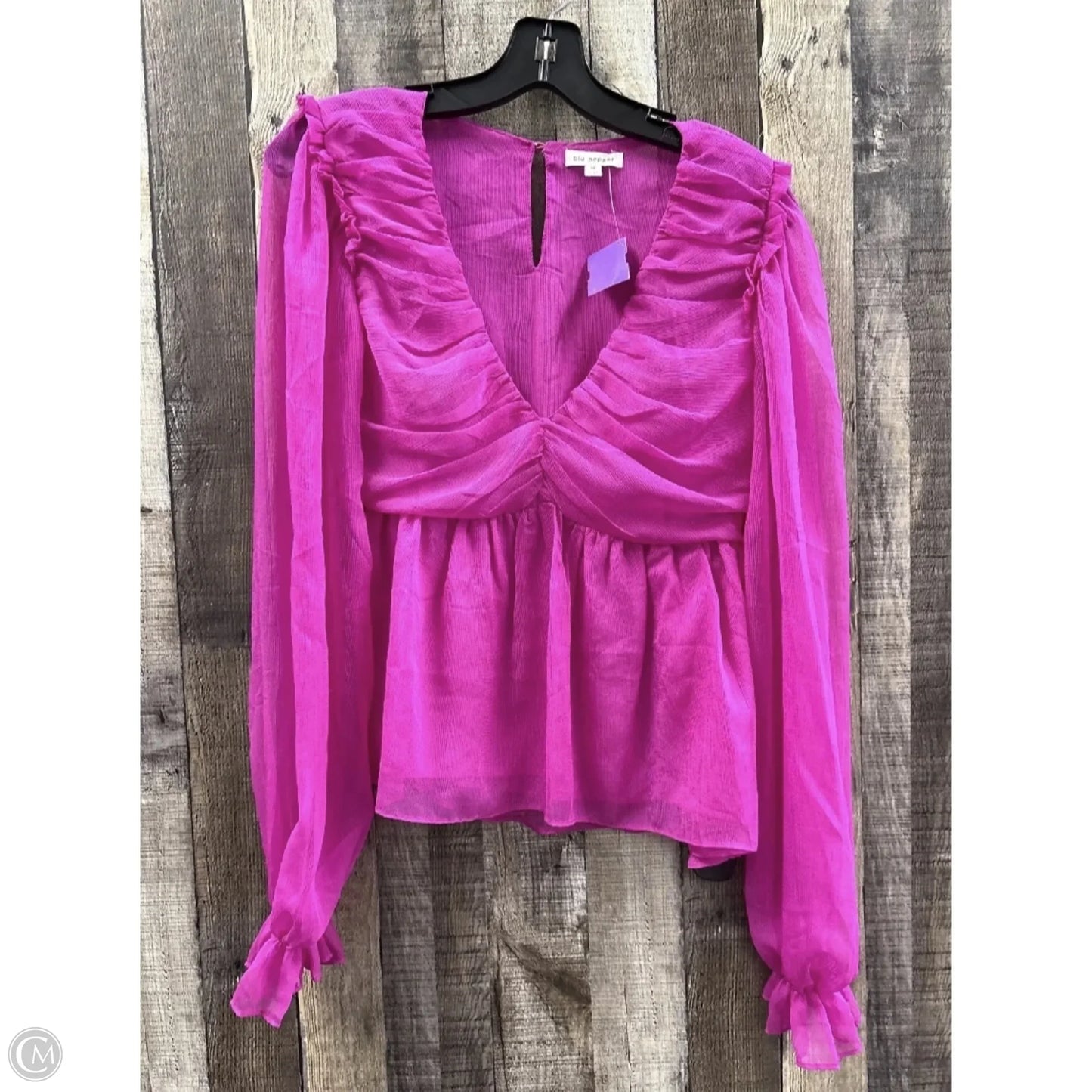 Top Long Sleeve By Blu Pepper In Pink, Size: M