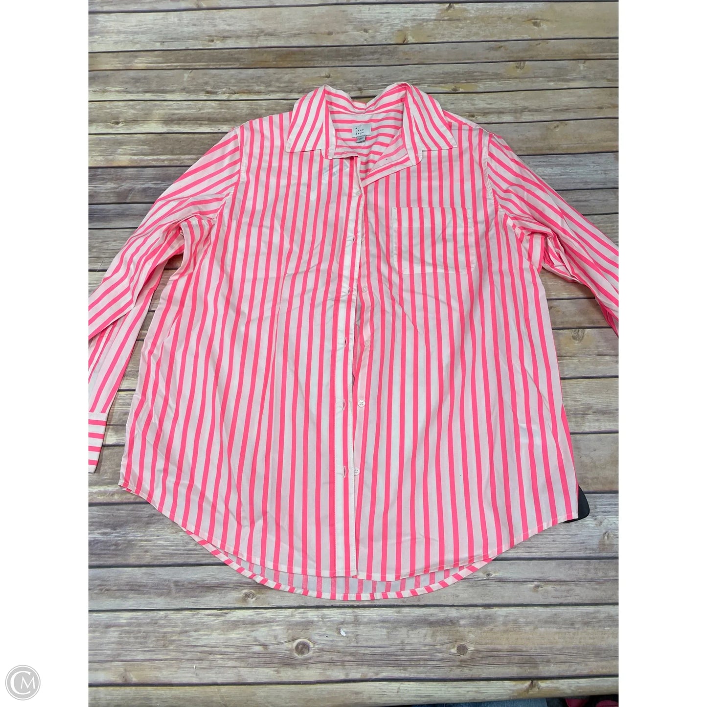 Top Long Sleeve By A New Day In Pink & White, Size: L