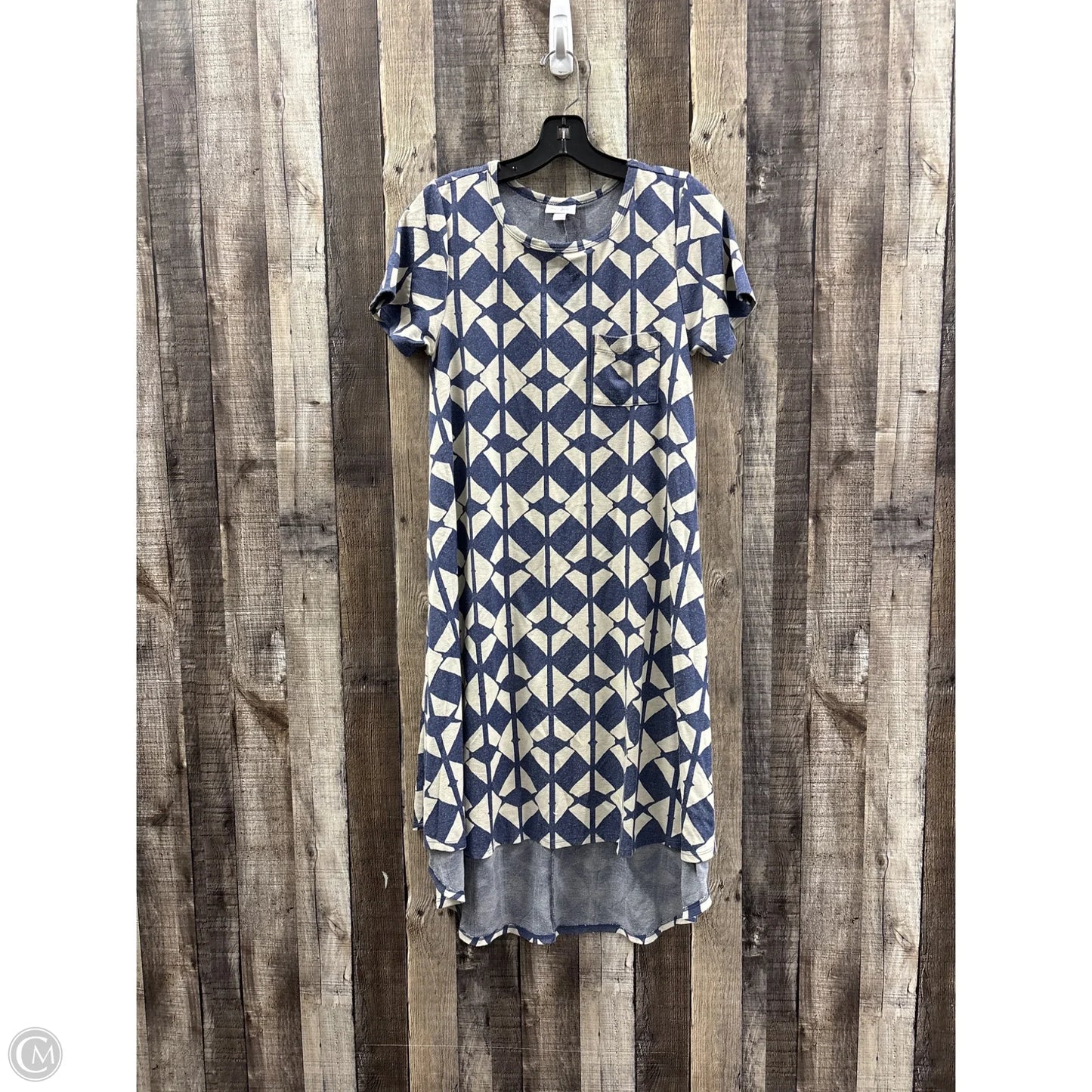 Dress Casual Midi By Lularoe In Blue & Cream, Size: S