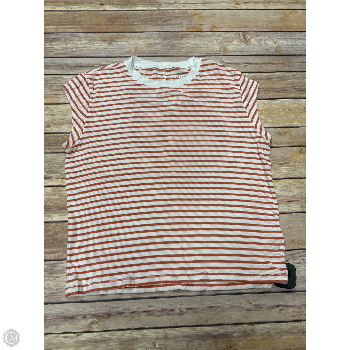 Top Short Sleeve Basic By American Eagle In Orange & White, Size: Xs
