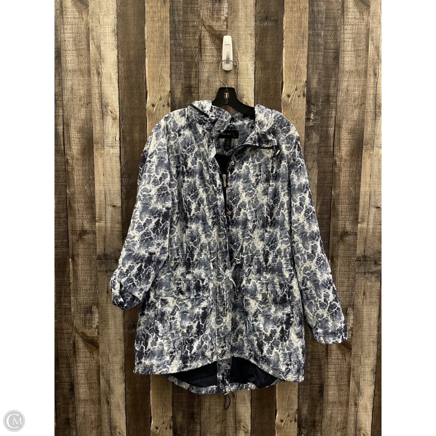 Coat Raincoat By Style And Company In Blue & White, Size: L