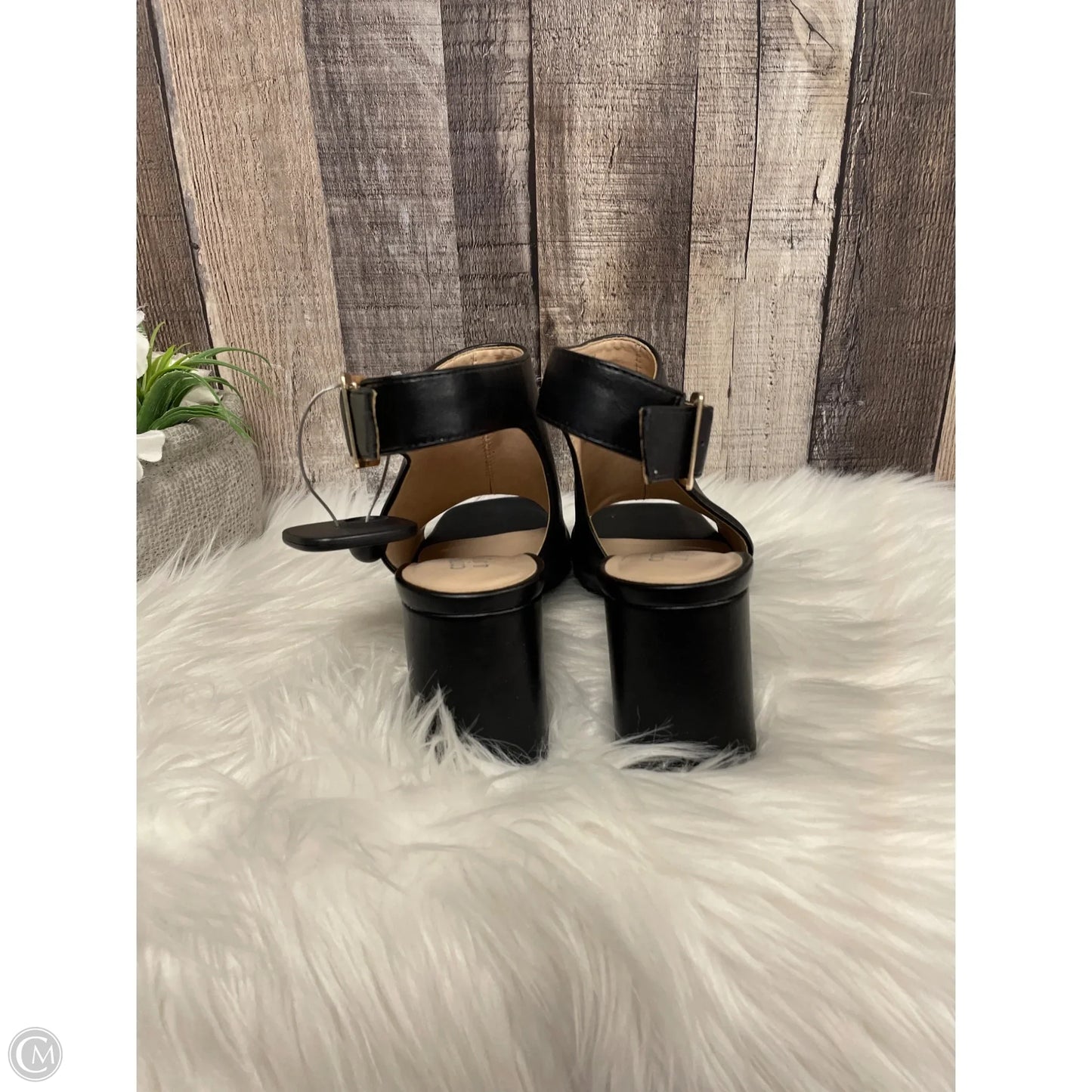 Sandals Heels Block By Crown And Ivy In Black, Size: 6.5