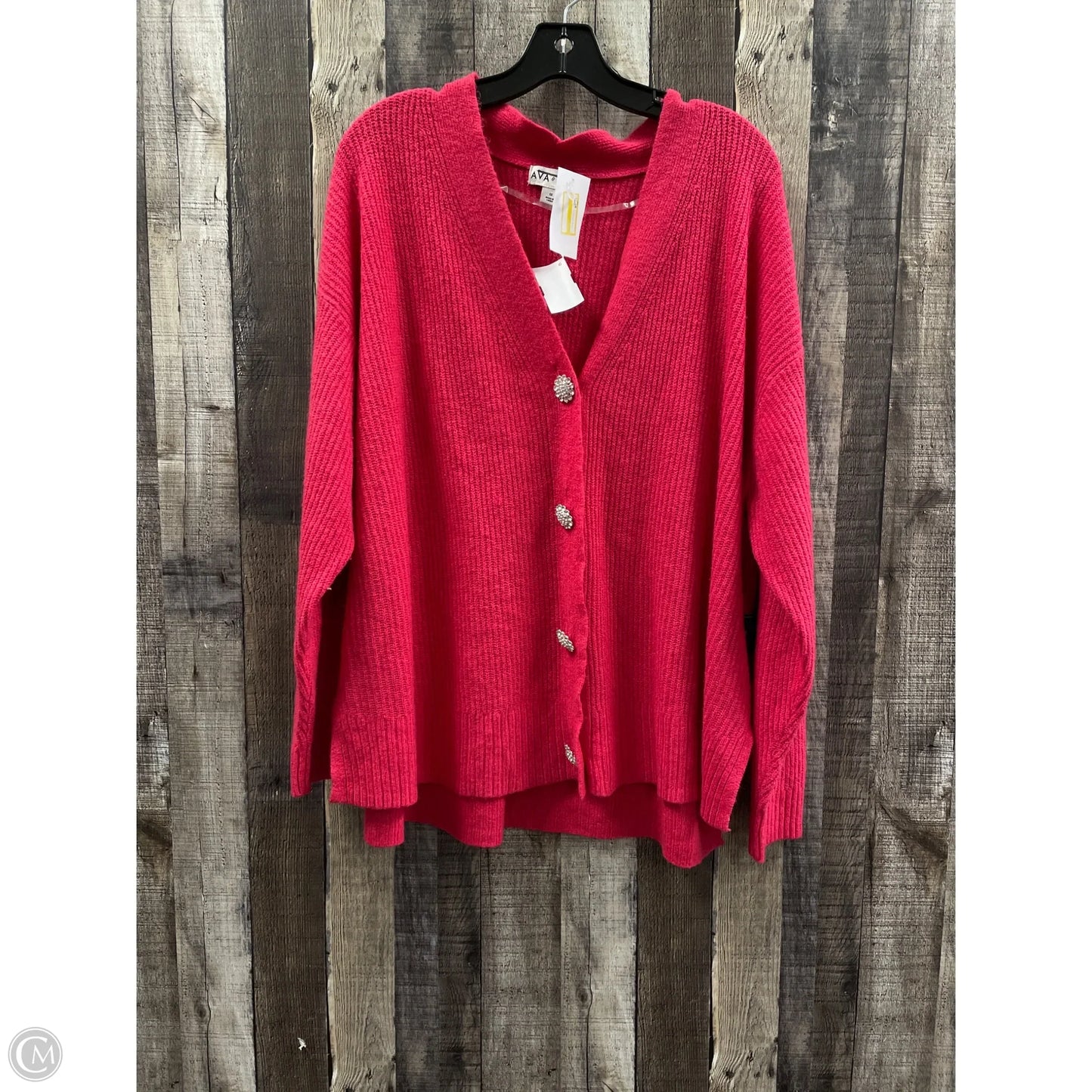 Sweater Cardigan By Ava & Viv In Pink, Size: 1x