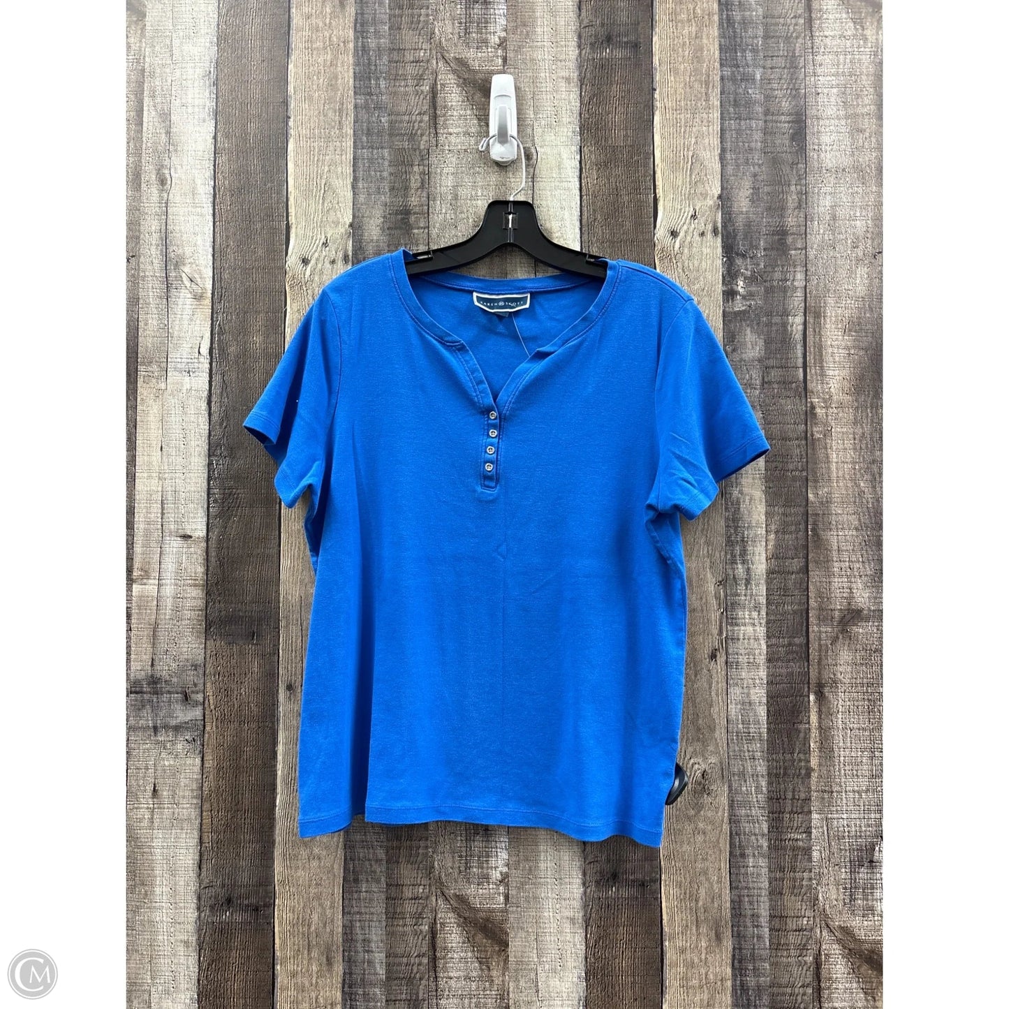 Top Short Sleeve By Karen Scott In Blue, Size: L