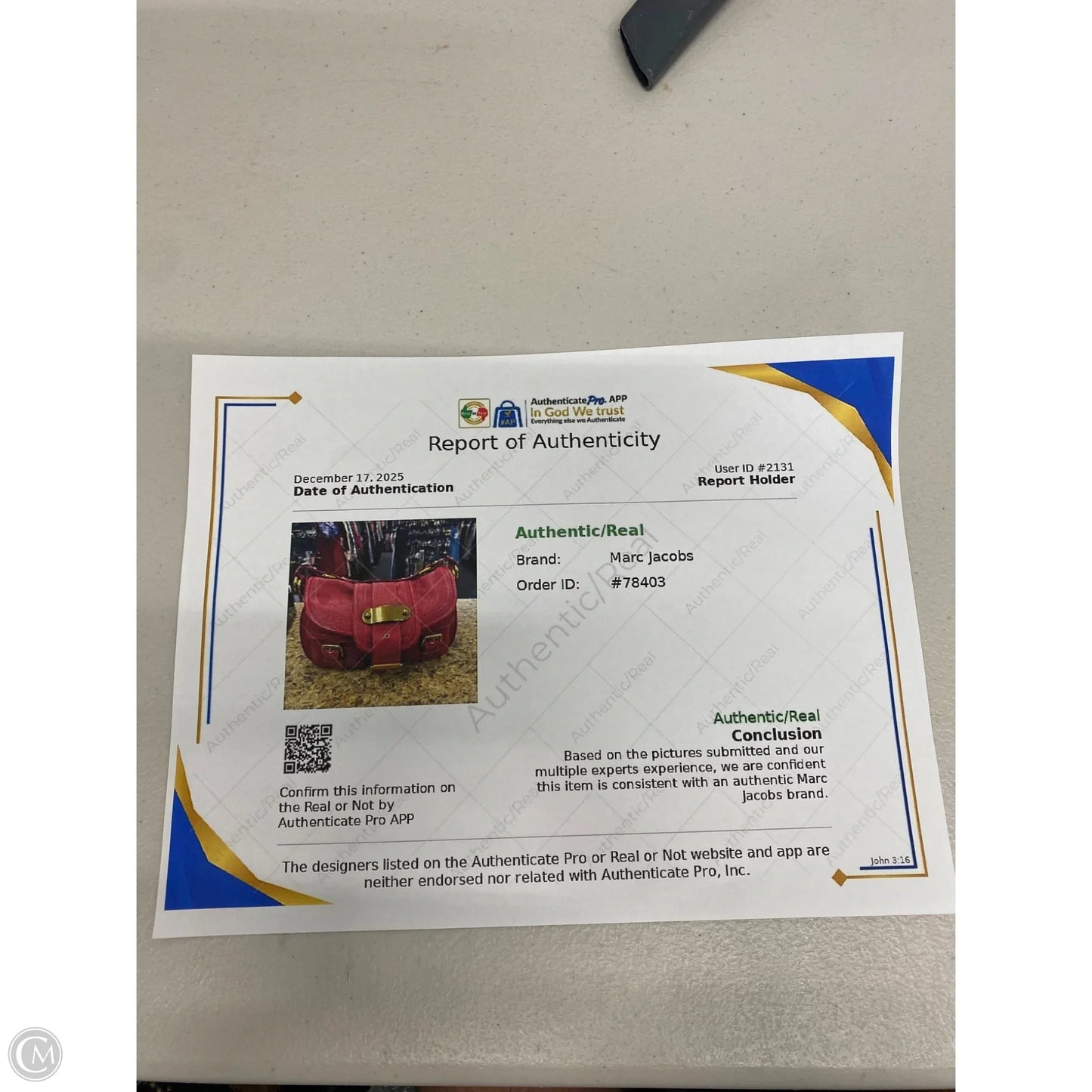 Handbag Luxury Designer By Marc Jacobs, Size: Large