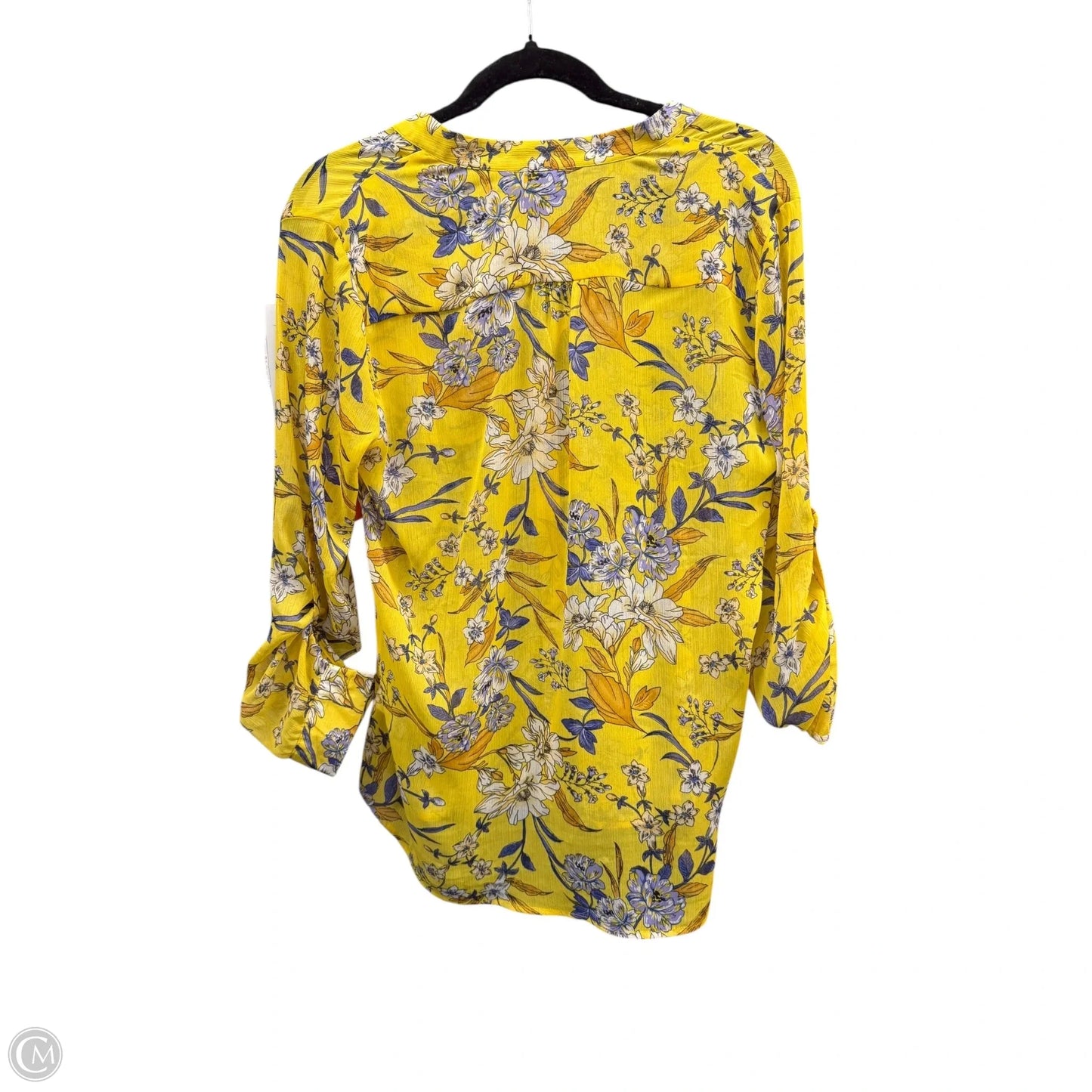 Blouse Long Sleeve By Kut In Blue & Yellow, Size: M